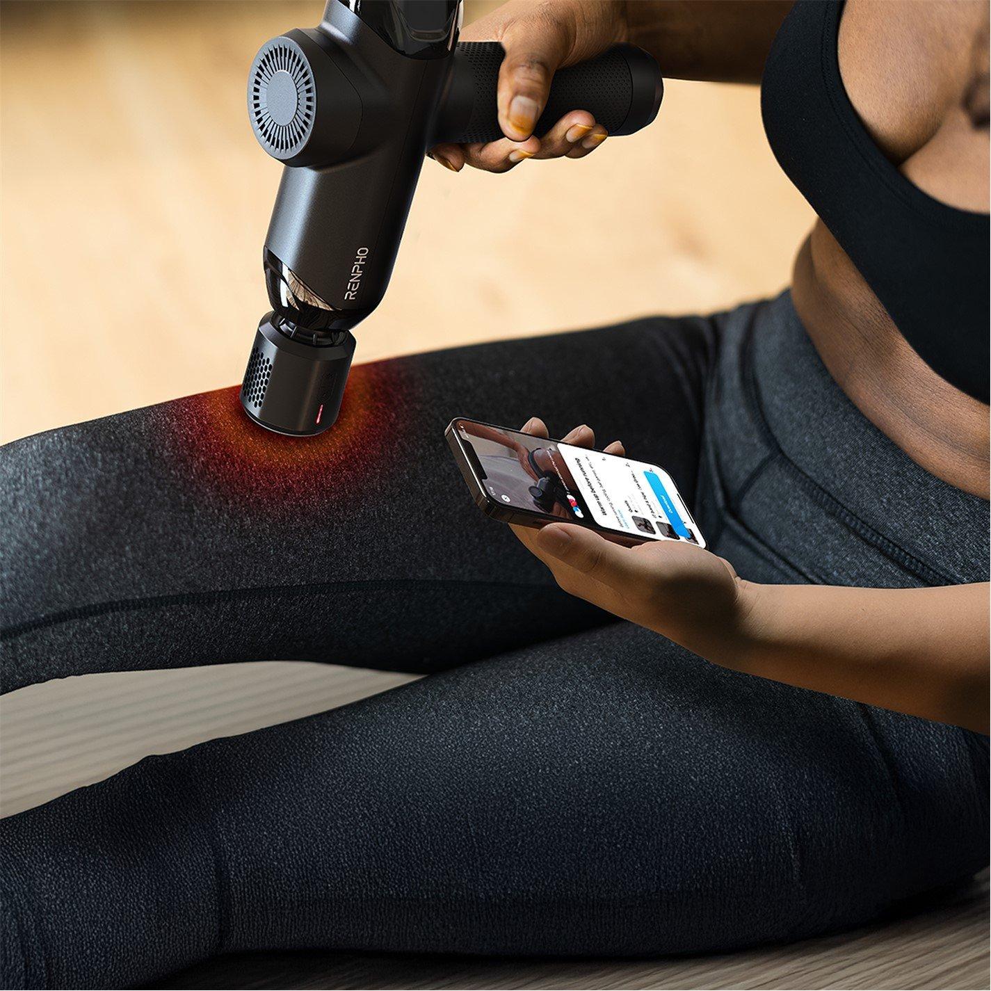 Black - Renpho - RENPHO Power+ Thermacool Massage Gun - 3