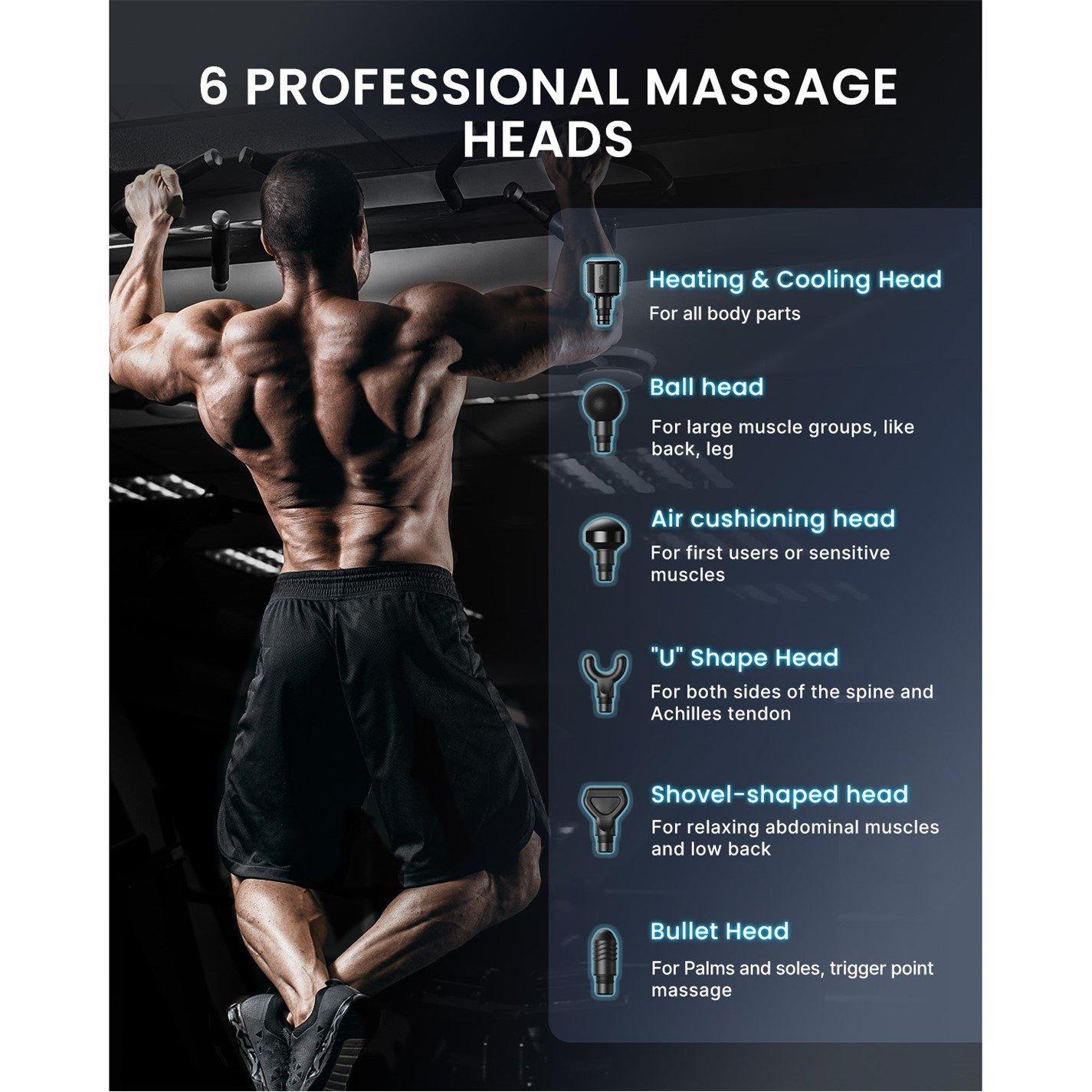 Black - Renpho - RENPHO Power+ Thermacool Massage Gun - 5