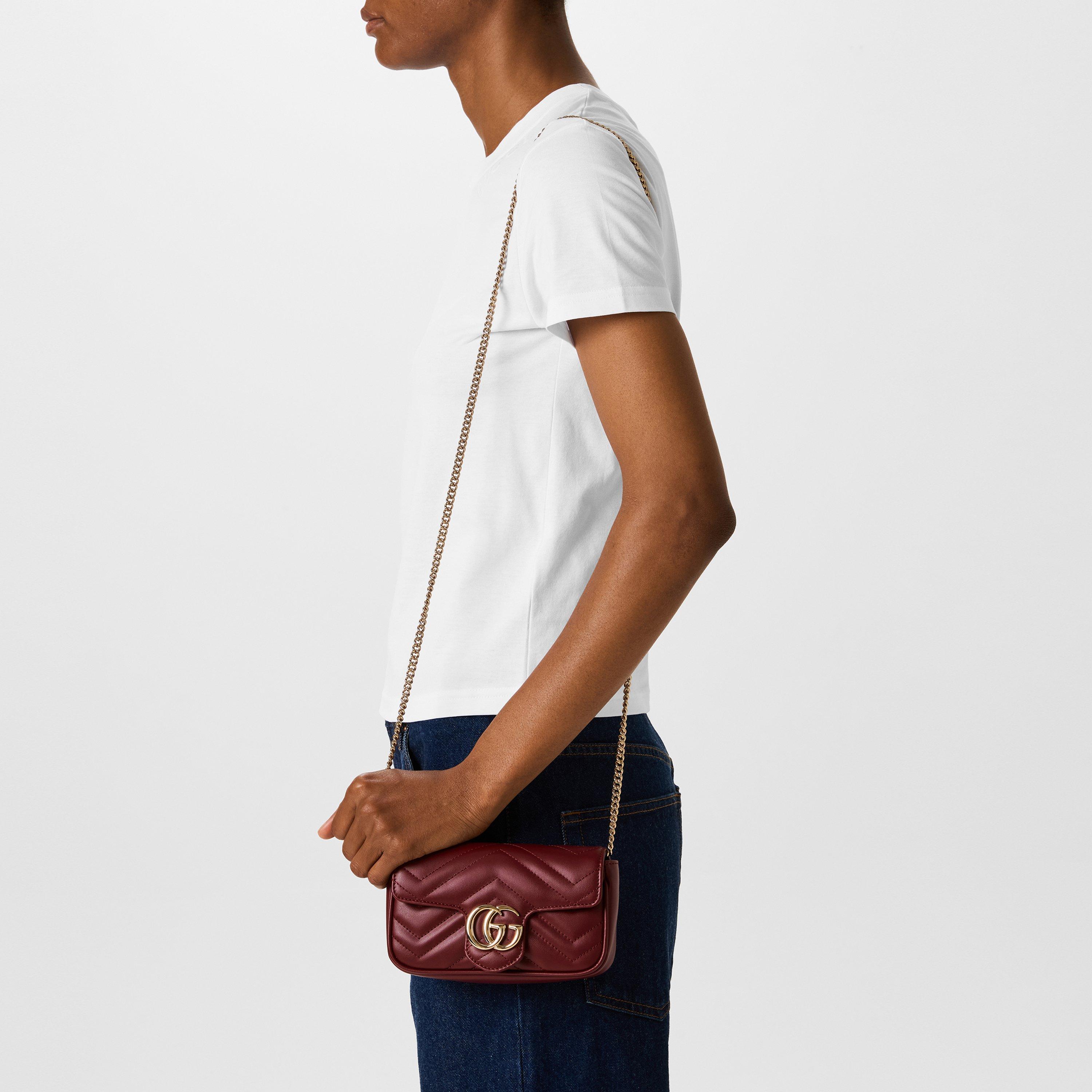 Gucci | Women's Logo Leather Rosso Ancora GG Marmont Mini