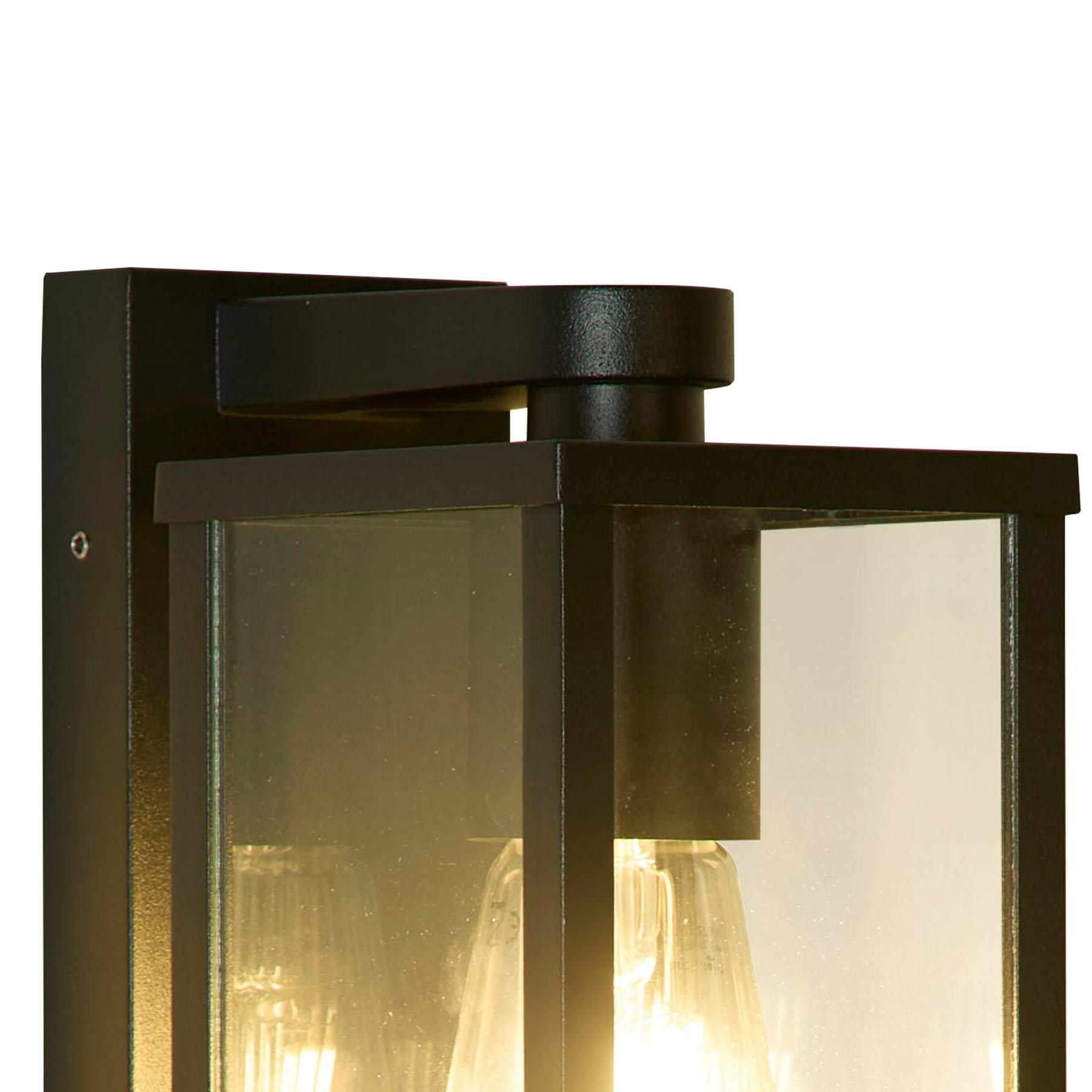 Sand Black - Lighting Collection - Black & Clear Glass Outdoor Wall Light - 4