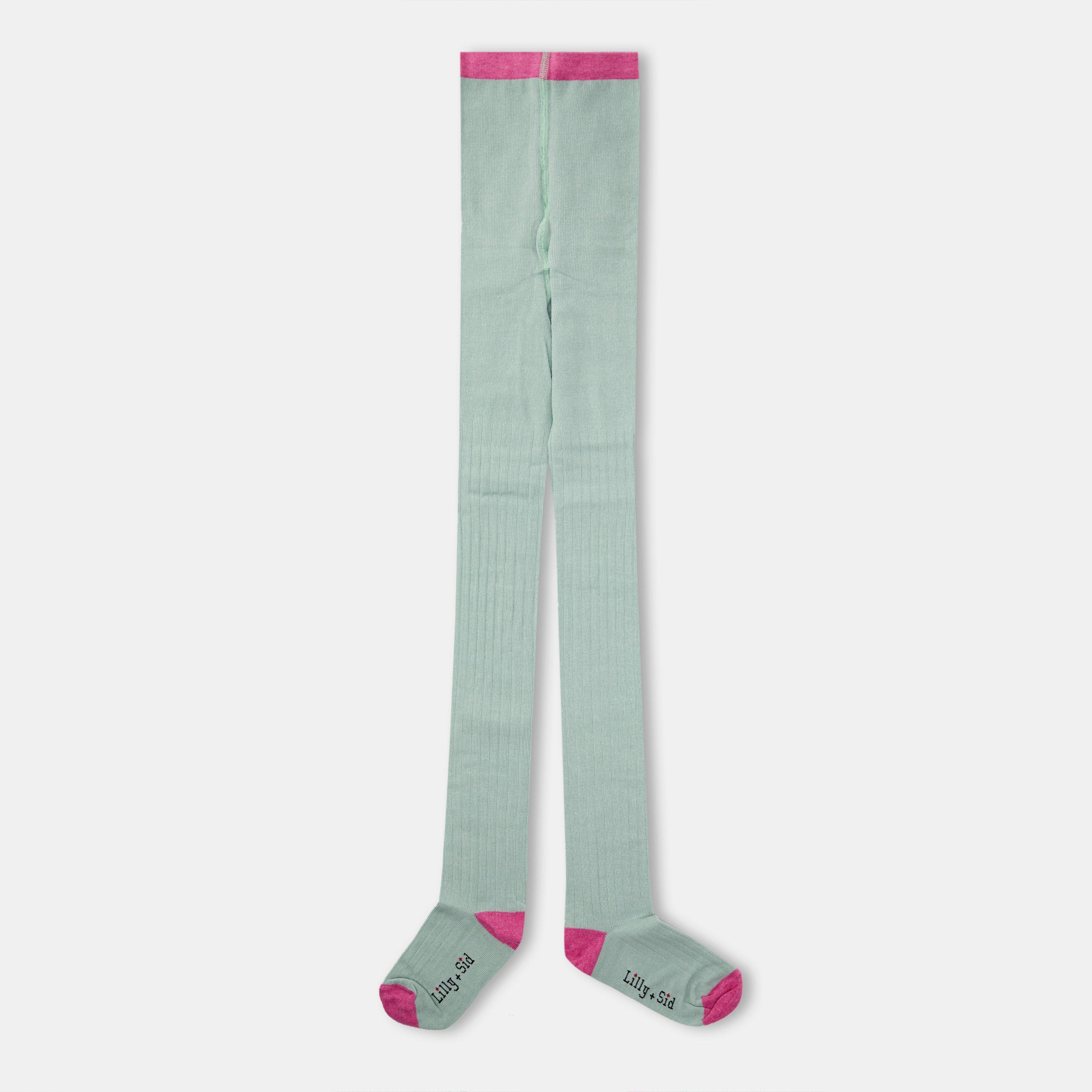 Sage - Lilly and Sid - Kids' Sage Rib Opaque Tights - 1