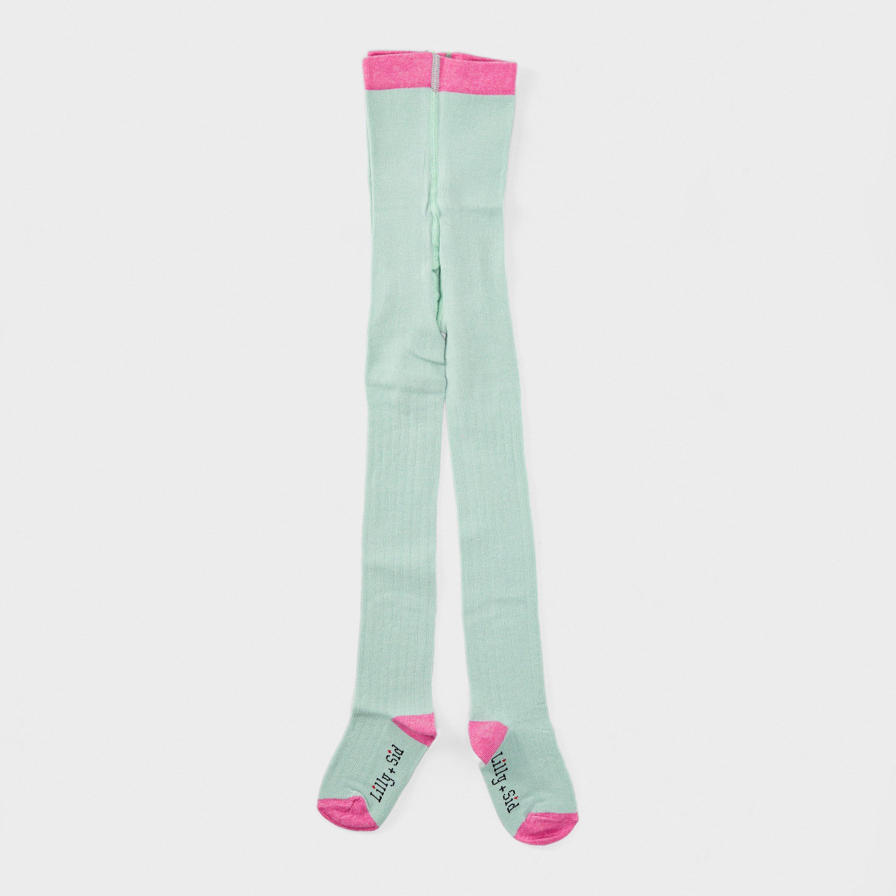 Lilly And Sid  Kids' Rib Opaque Tights Sage - 1-3 Years