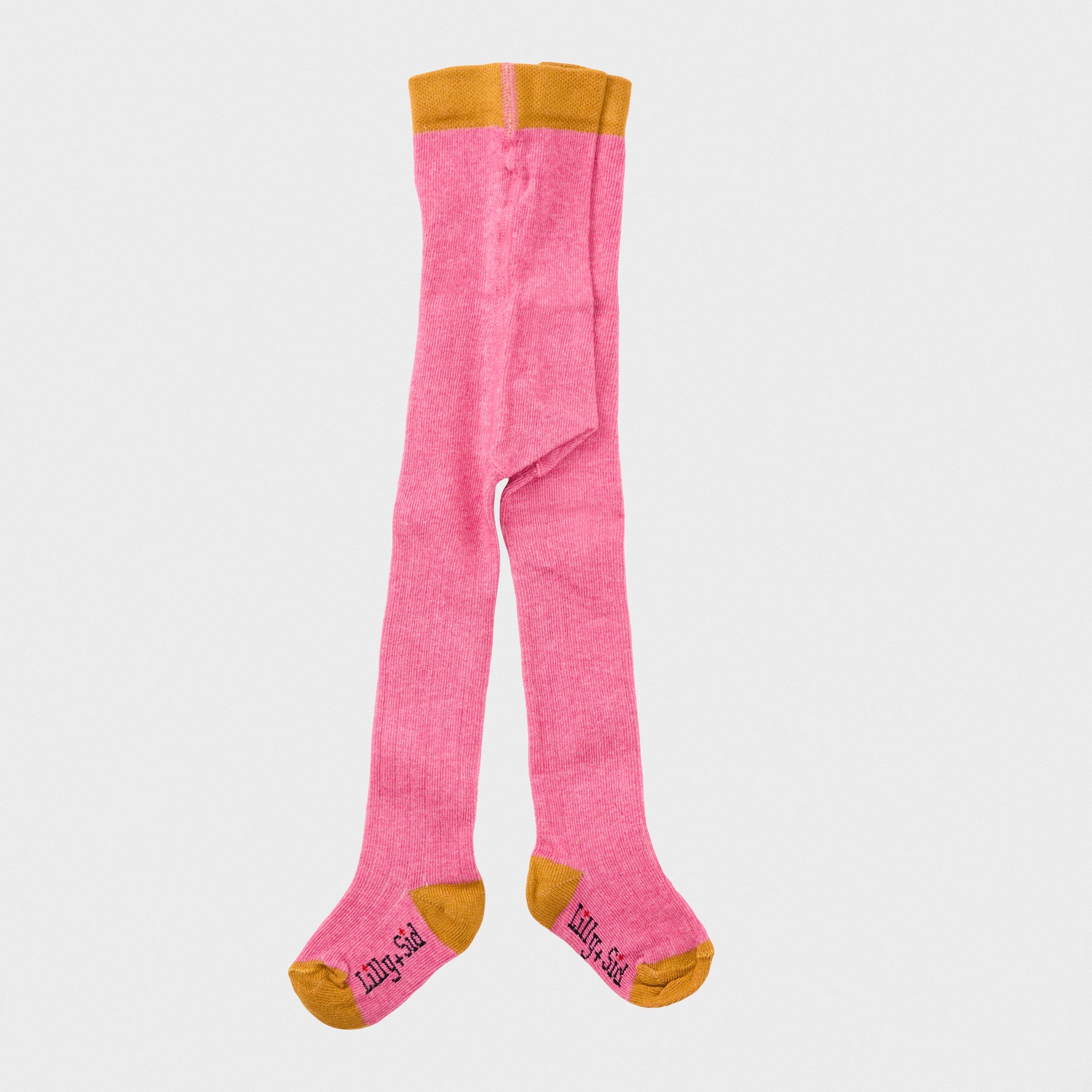 Pink - Lilly and Sid - Colored Ribbed Opaque Tights - 2