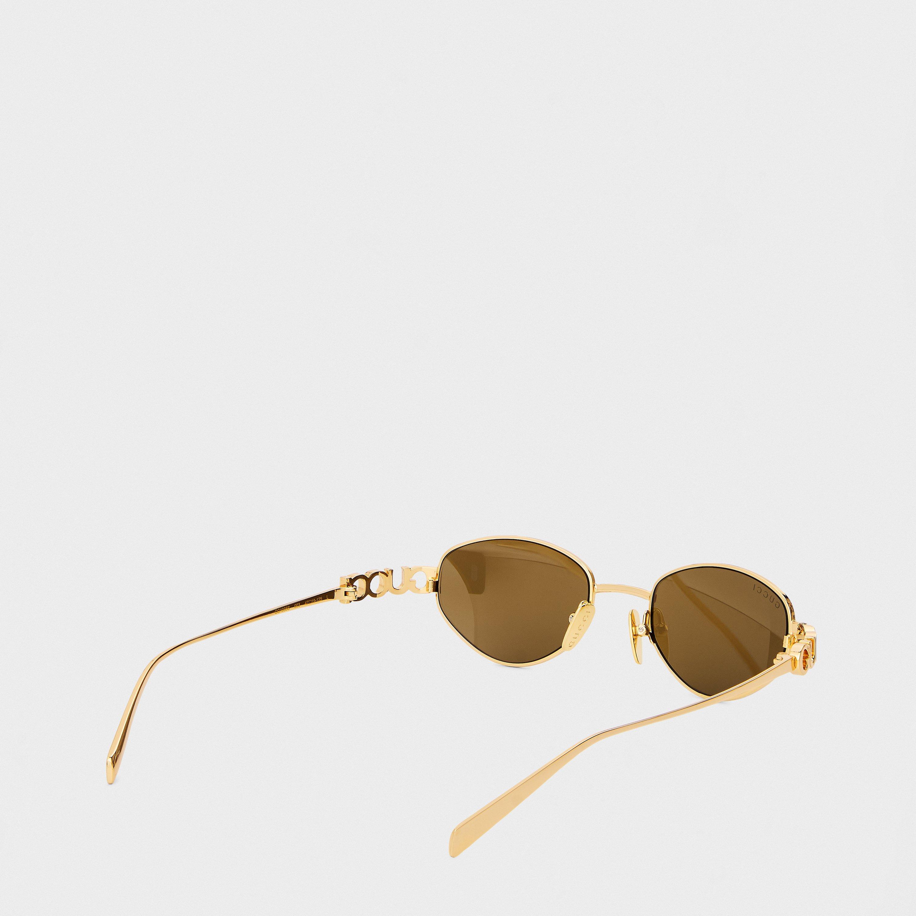 Gold/Bronze - Gucci - Women's Oval Sunglasses - 2