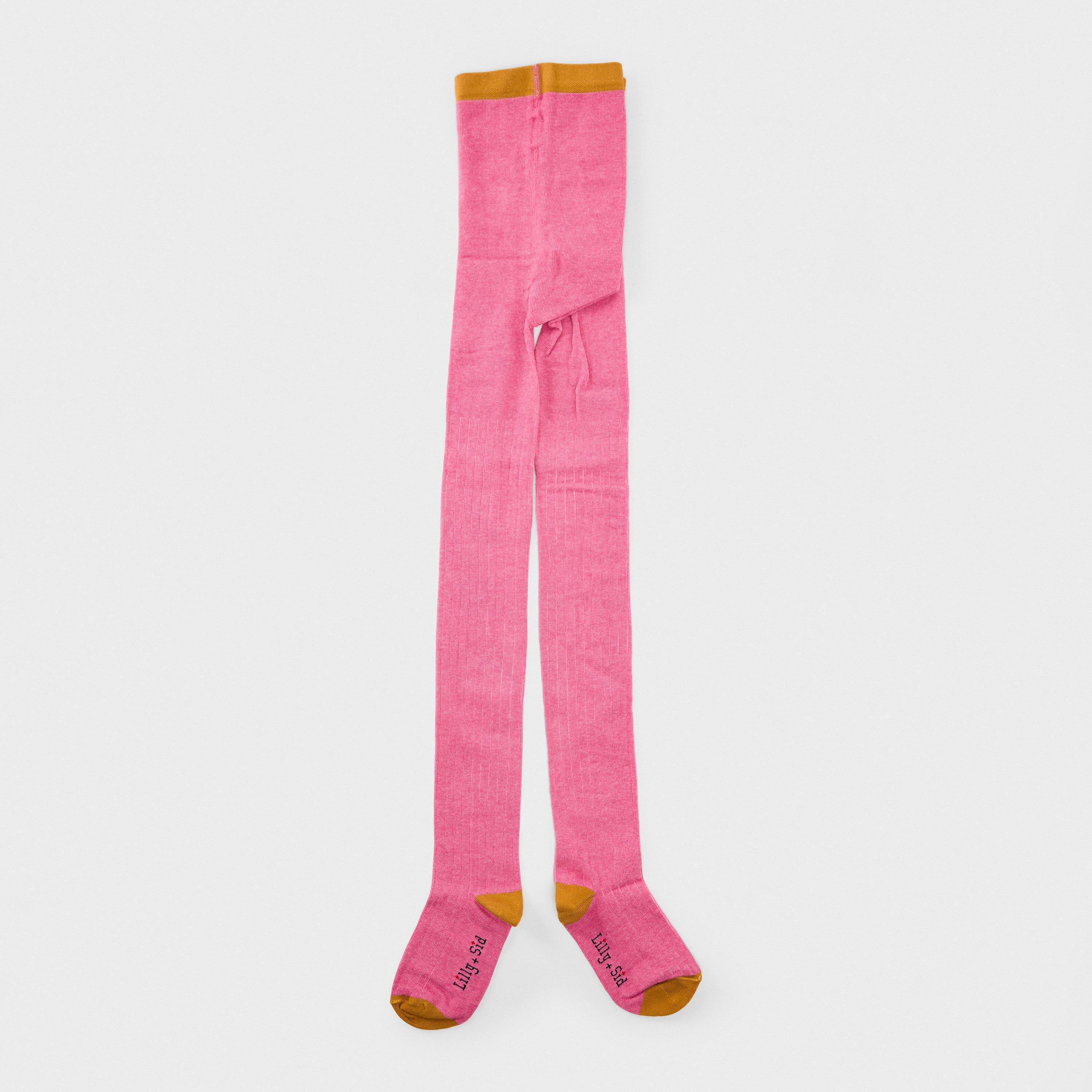 Pink - Lilly and Sid - Colored Ribbed Opaque Tights - 2