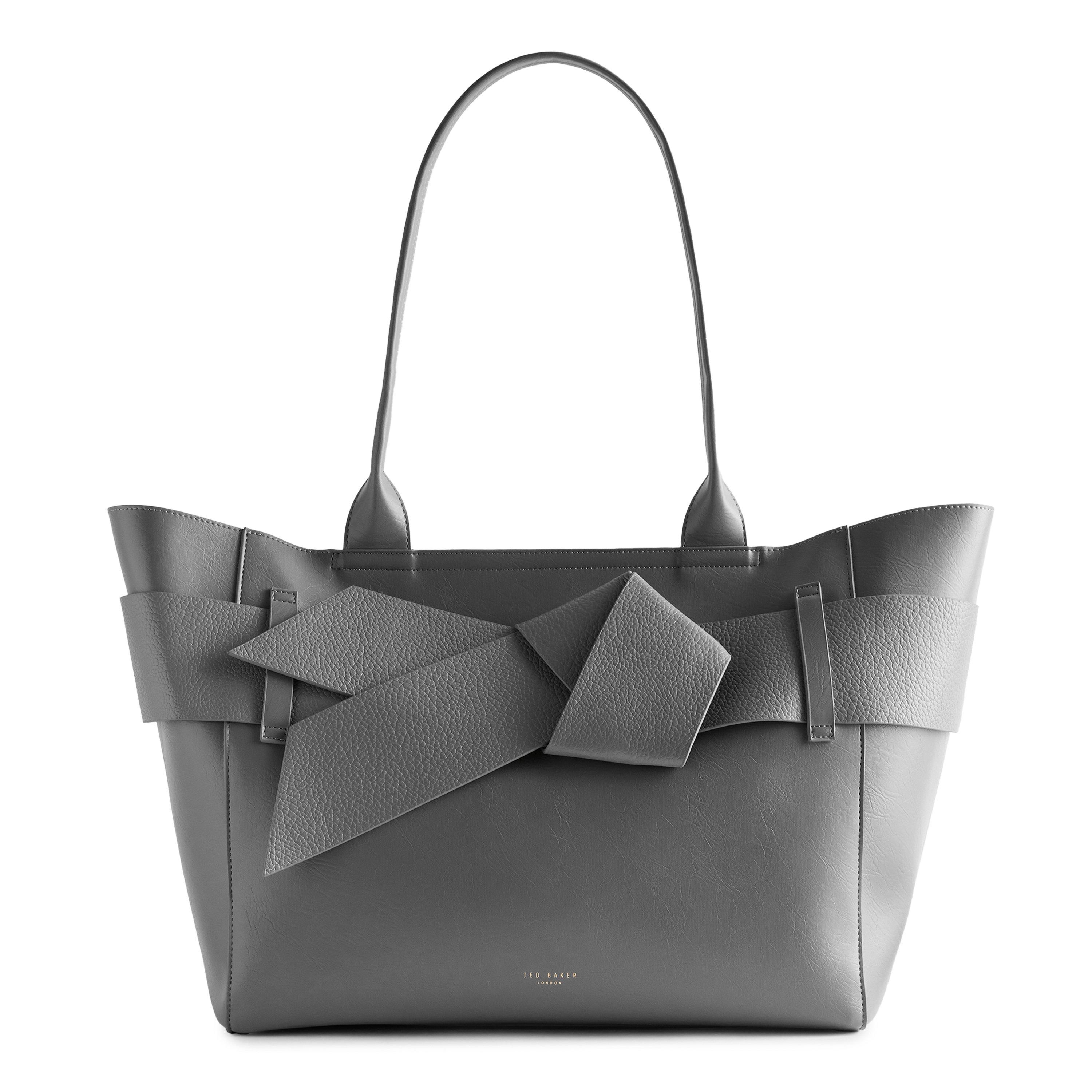 mid grey - Ted Baker - Ted Baker Knot Bow Faux Leather Large Shopper Bag - 1
