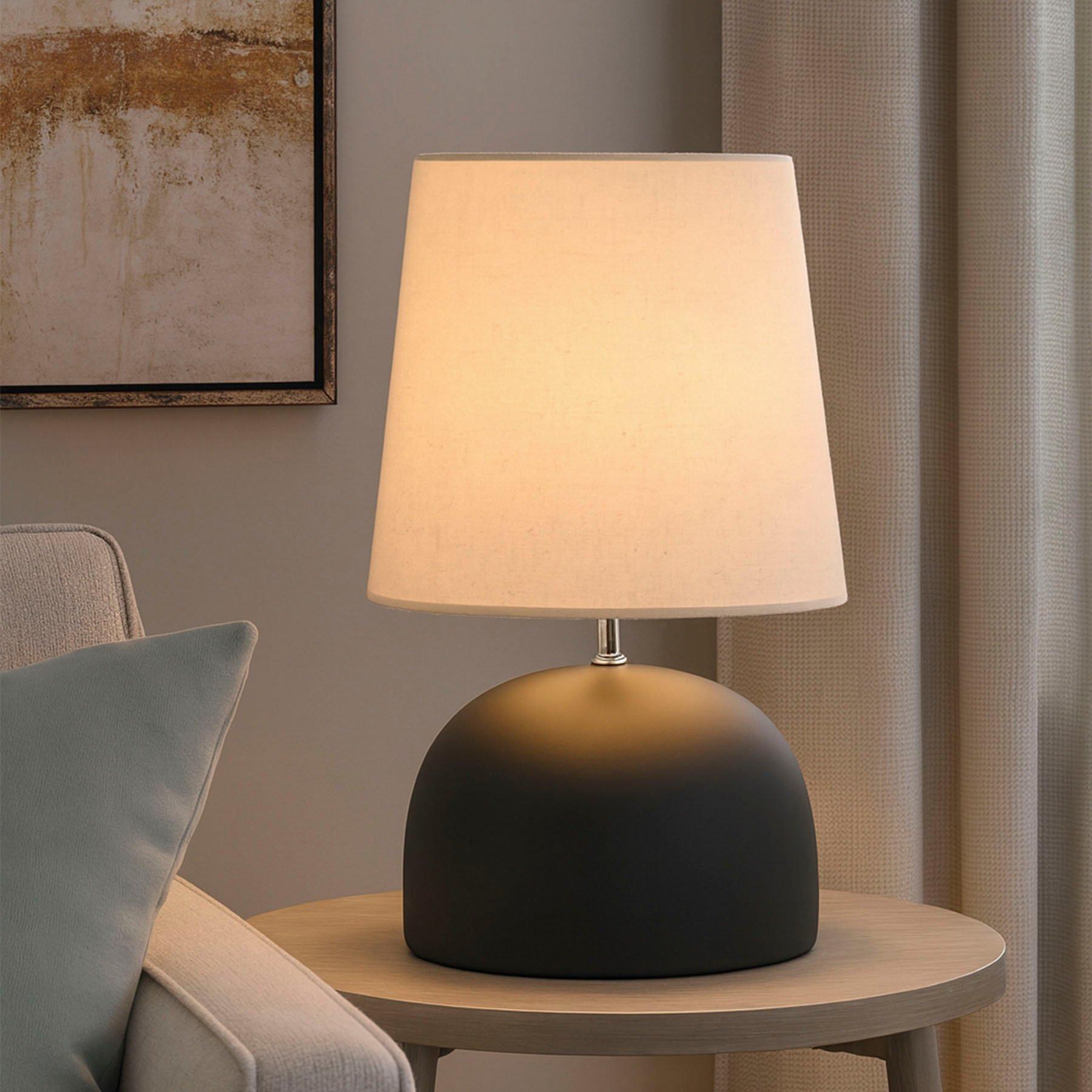 Lighting Collection  Large Black Ceramic Table Lamp - Black And Chrom