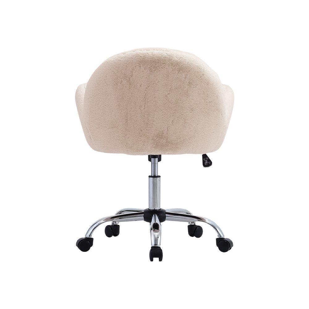 White - Kabinet UK - Comfy Plush Swivel Office Chair Adjustable Height - 7