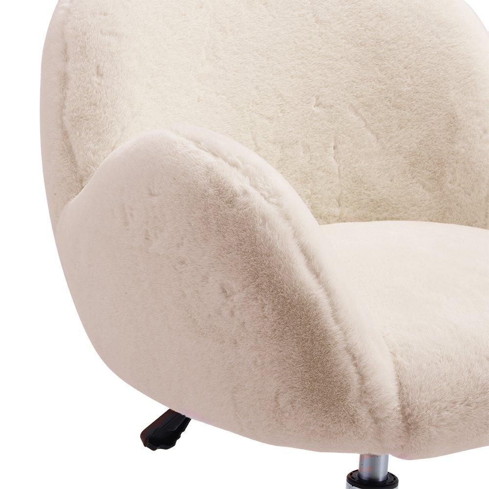 White - Kabinet UK - Comfy Plush Swivel Office Chair Adjustable Height - 9