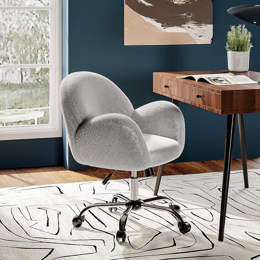 Comfy Plush Swivel Office Chair Adjustable Height