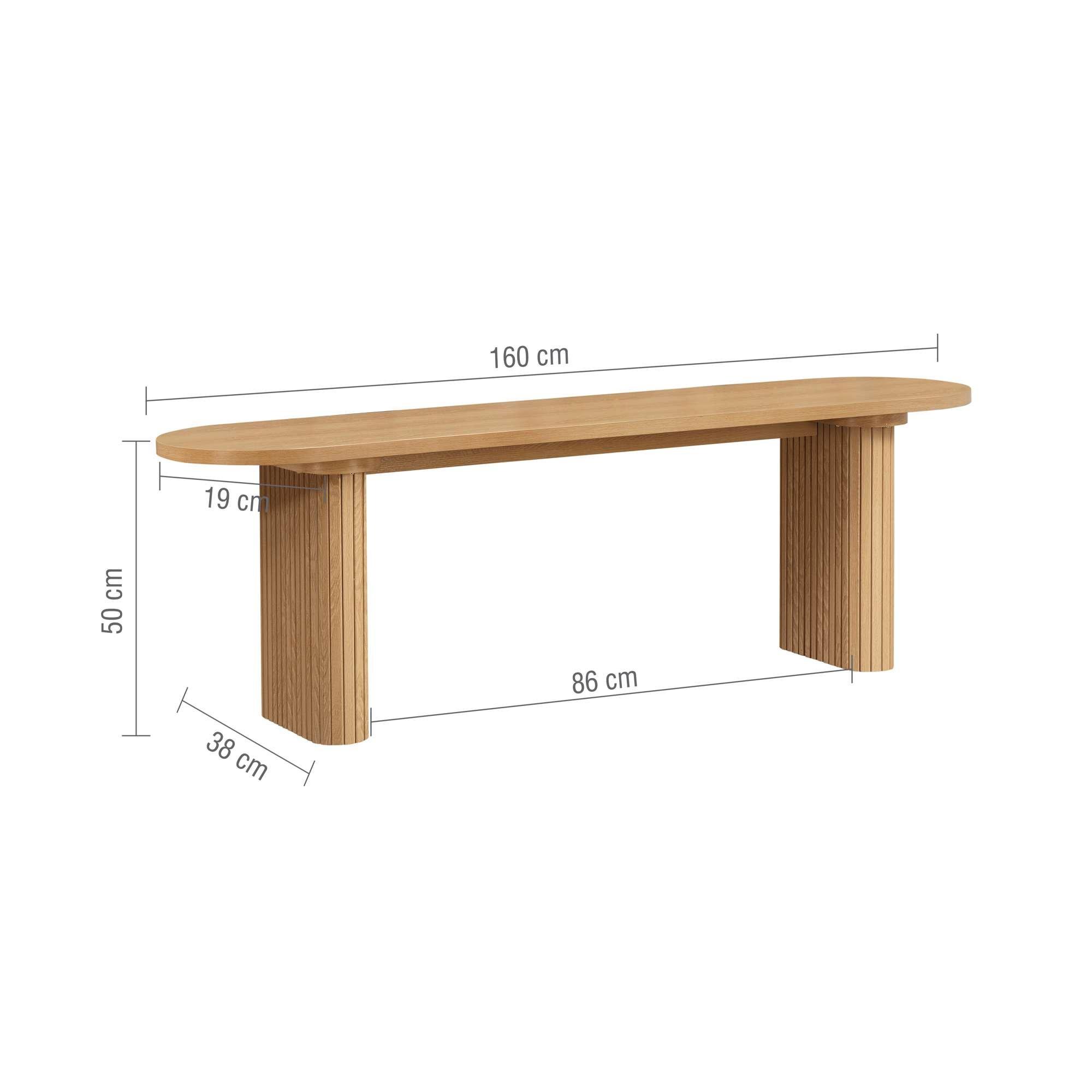 Brown - Birlea - Axel Oval Fluted Dining Table With 2 Benches - 8