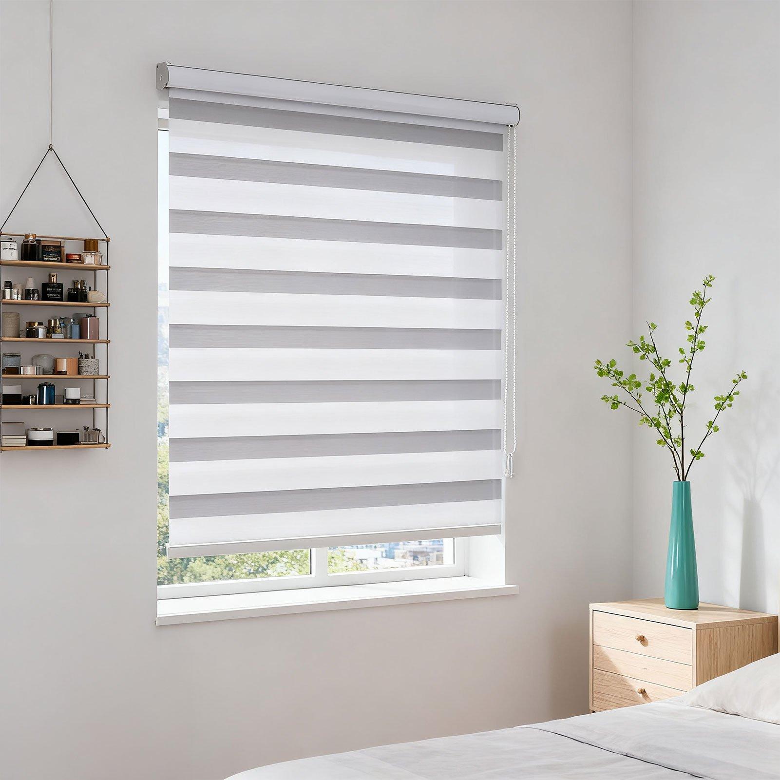 Life Ideas  Zebra Roller Shades Blinds - White - 90x150cm