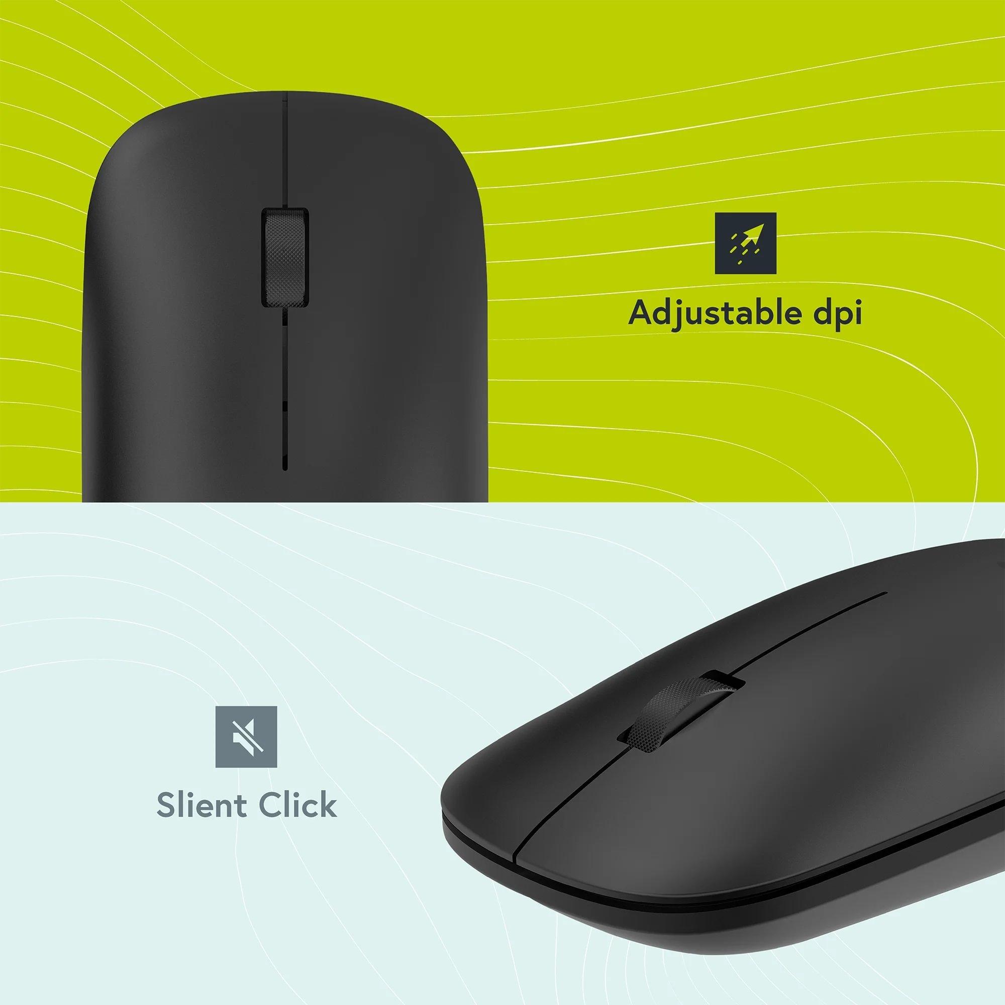 Negro - Styletech - Silent Multi-Mode Bluetooth Wireless Mouse for PC & Mac - Black - 5