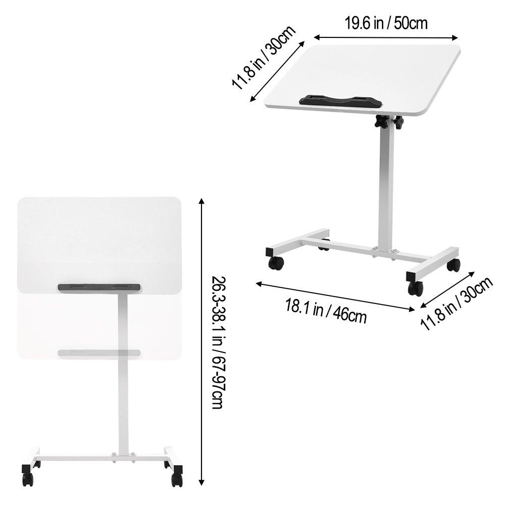 White - Kabinet UK - Height Adjustable Mobile Table with Castors - 7