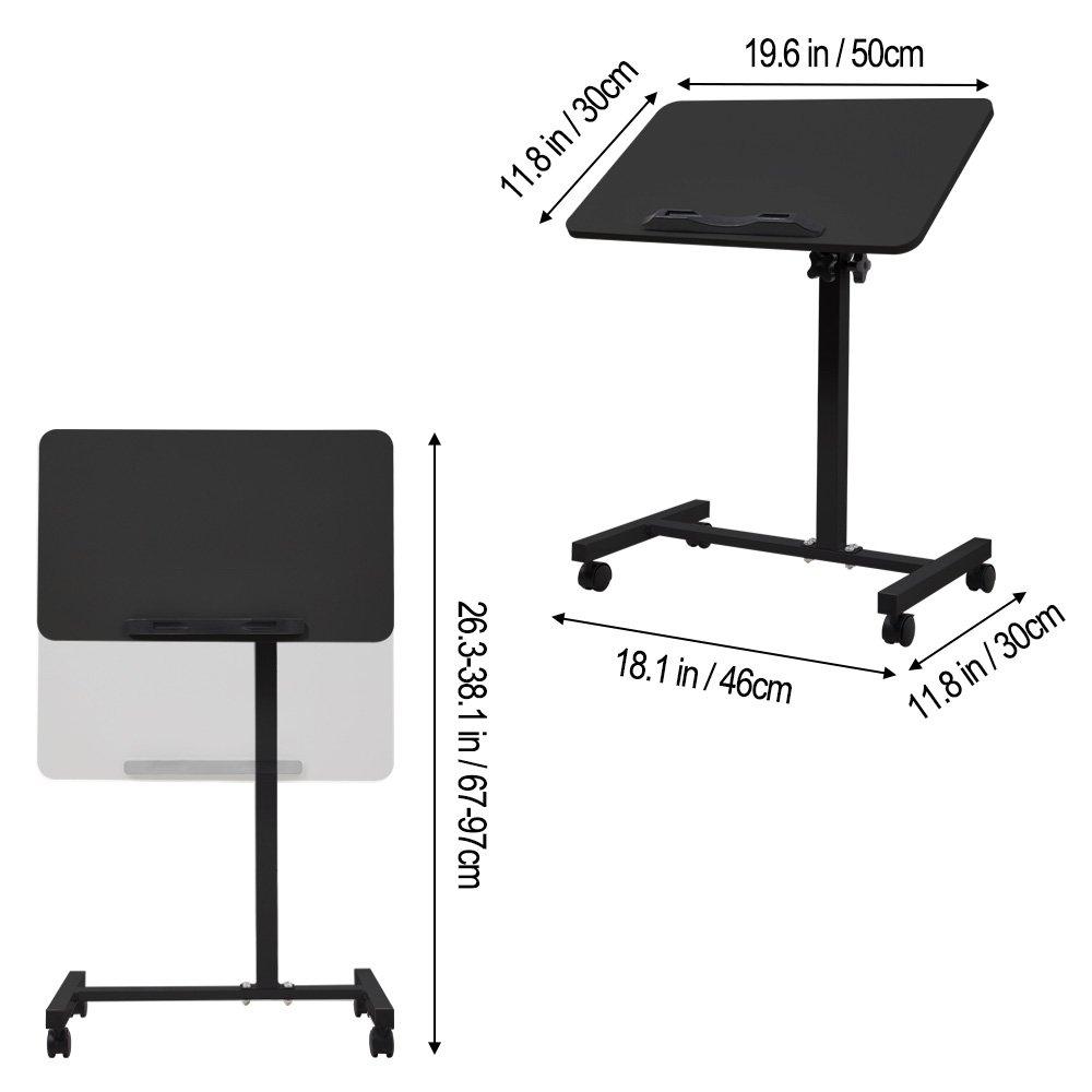 Black - Kabinet UK - Height Adjustable Mobile Table with Castors - 7