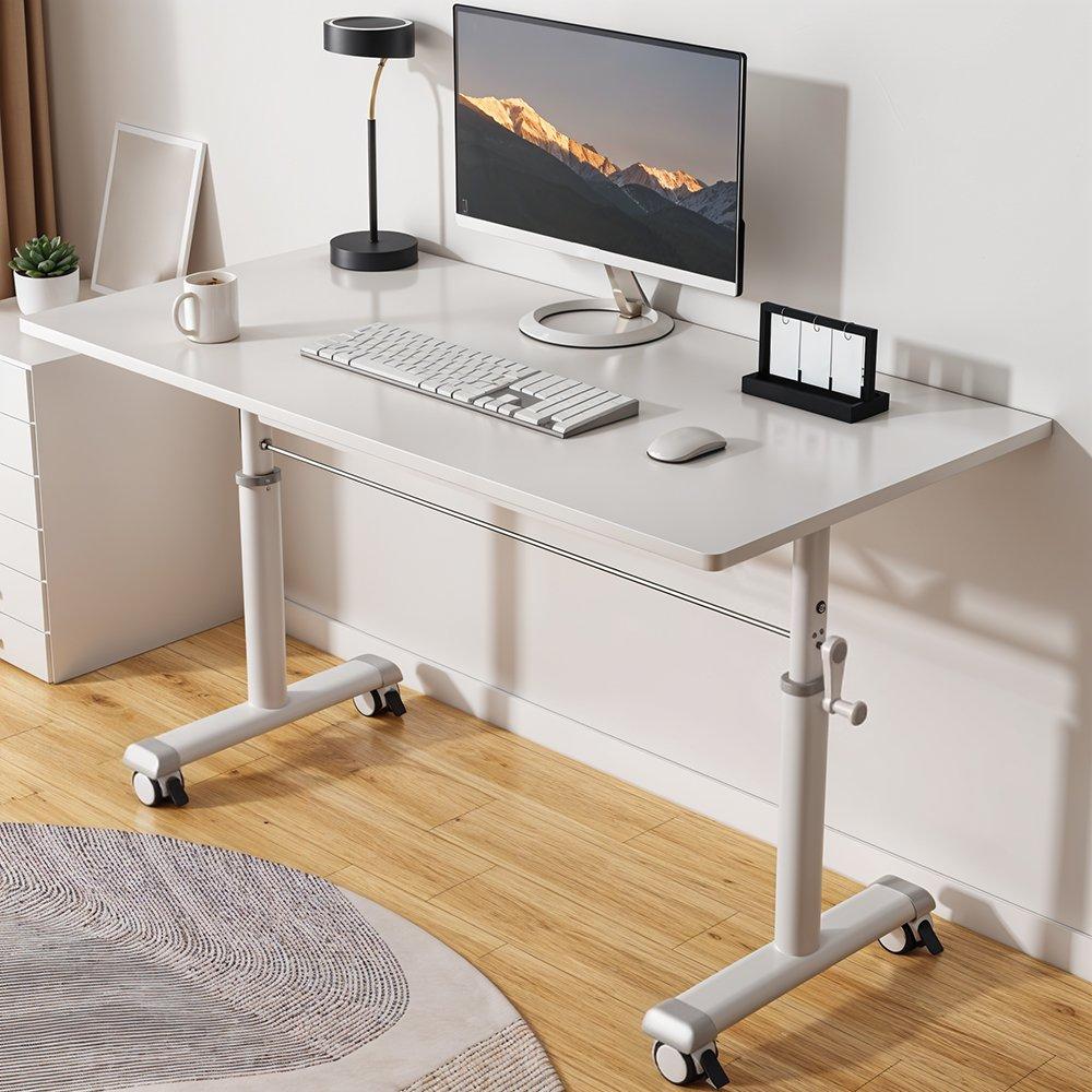 White - Kabinet UK - Height-Adjustable Computer Desk with Wheels - 1