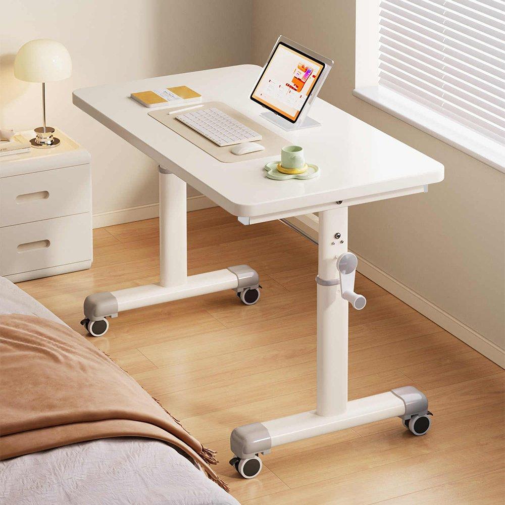 White - Kabinet UK - Height-Adjustable Computer Desk with Wheels - 2