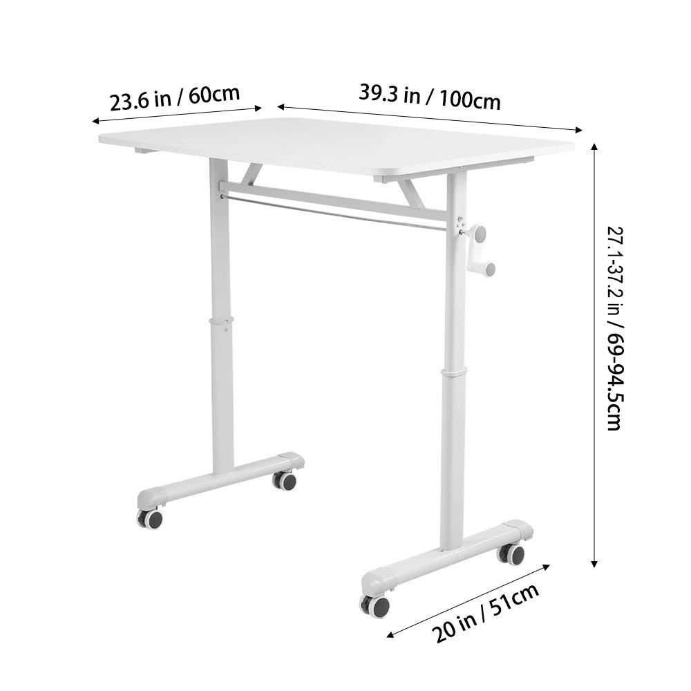 White - Kabinet UK - Height-Adjustable Computer Desk with Wheels - 11