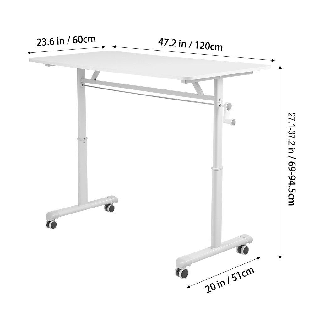 White - Kabinet UK - Height-Adjustable Computer Desk with Wheels - 12
