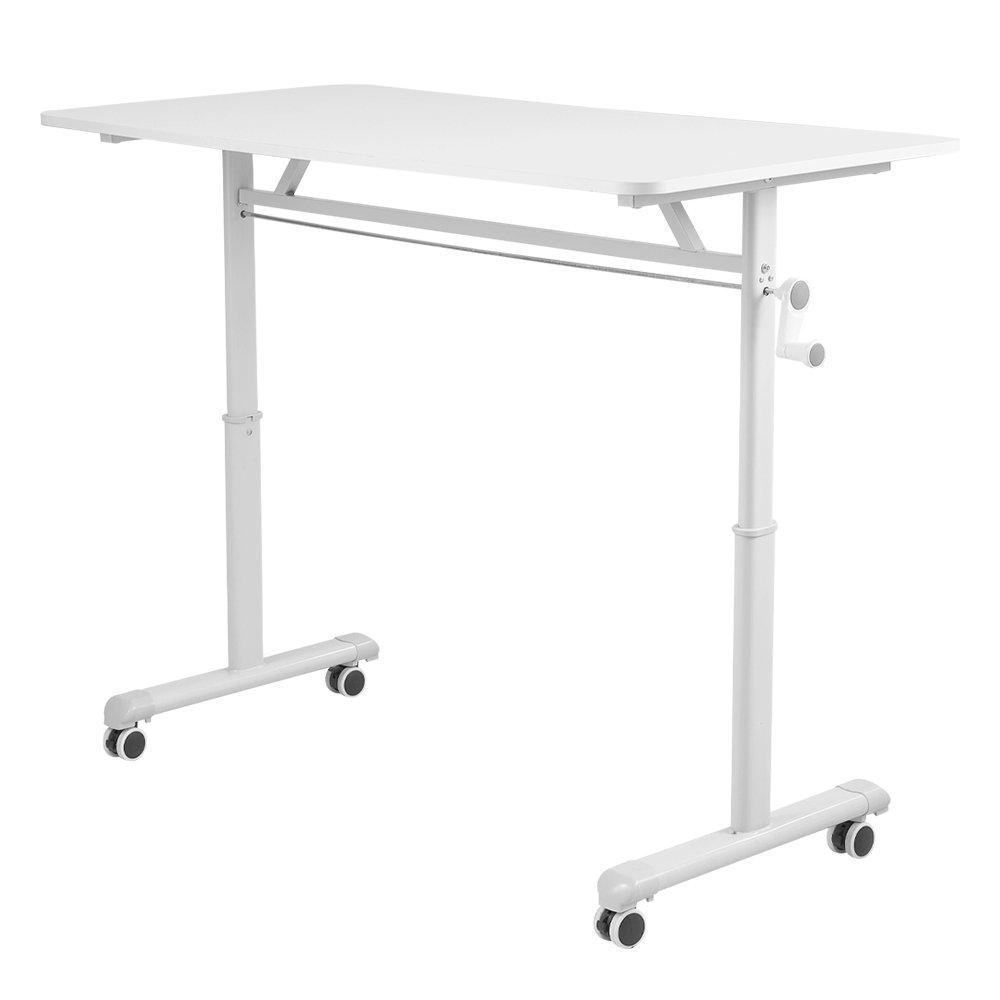 White - Kabinet UK - Height-Adjustable Computer Desk with Wheels - 7