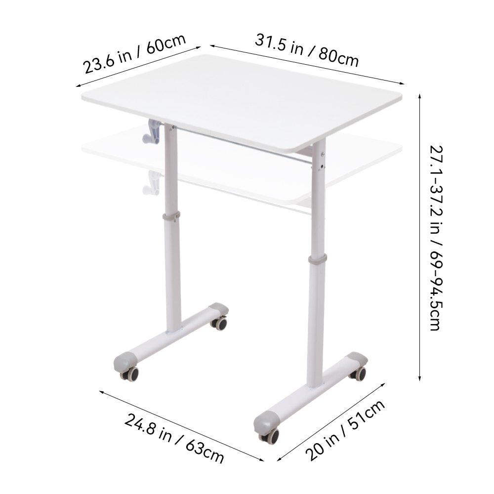 White - Kabinet UK - Height-Adjustable Computer Desk with Wheels - 10