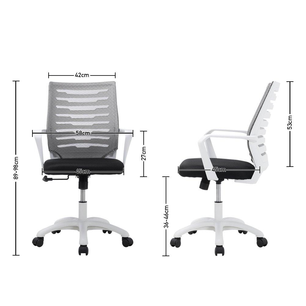 Grey/White - Kabinet UK - Ergonomic Mesh Office Chair - 9