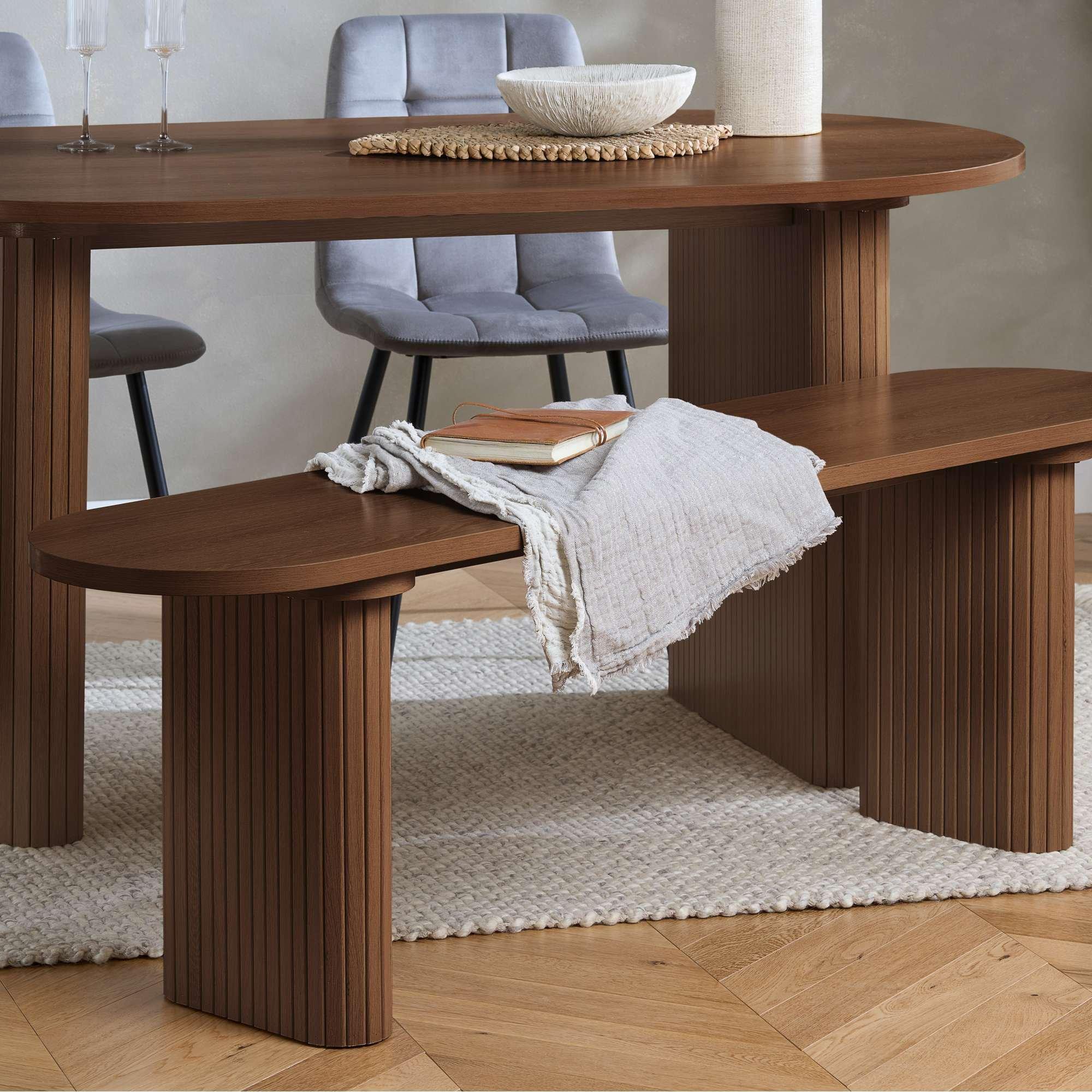 Brown - Birlea - Axel Fluted Dining Table With 2 Chairs And Bench - 4