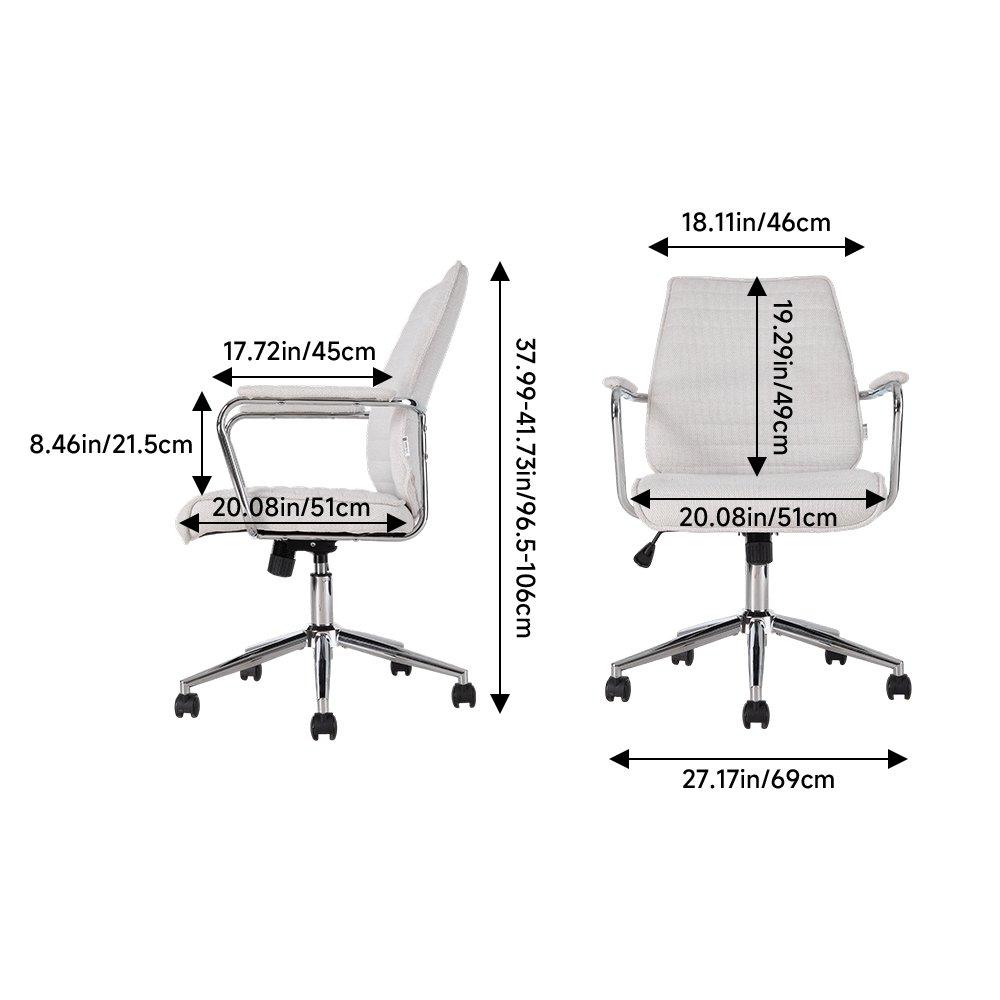 White - Kabinet UK - Swivel Height-Adjustable Office Chair - 8