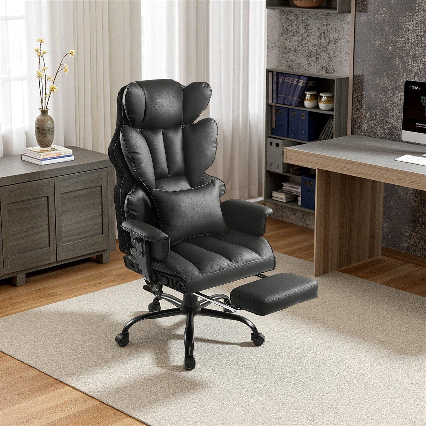 Black - Kabinet UK - High Back Office Chair with Footrest - 1