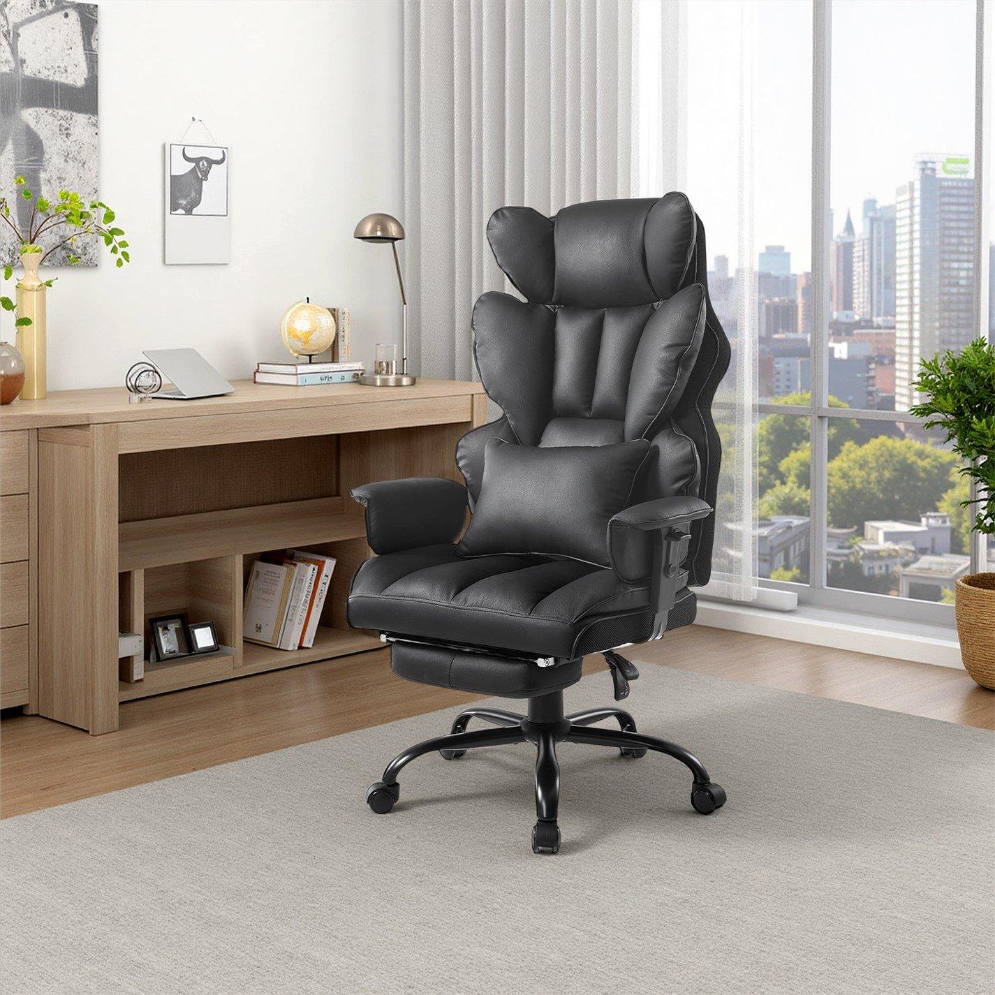 Black - Kabinet UK - High Back Office Chair with Footrest - 2