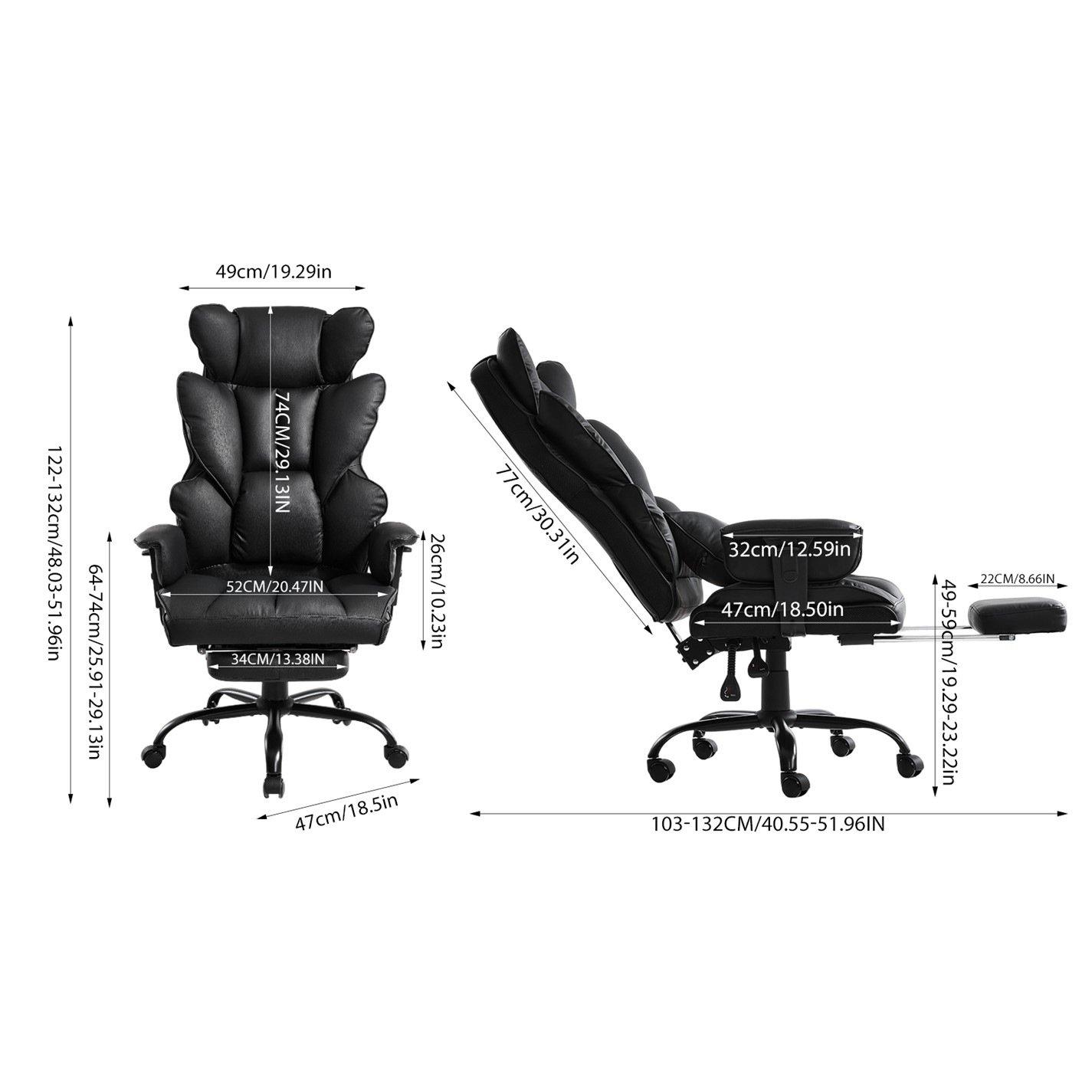 Black - Kabinet UK - High Back Office Chair with Footrest - 9
