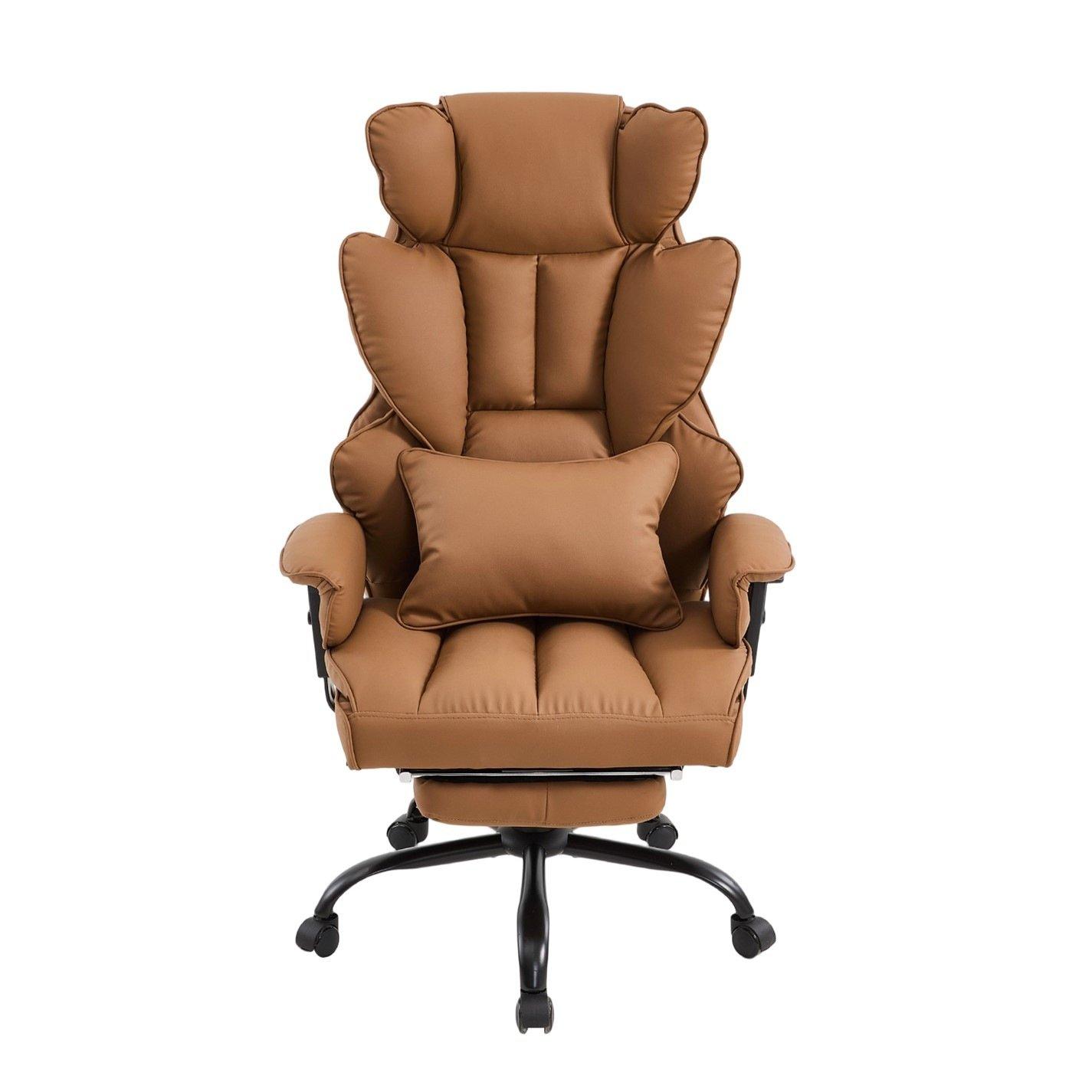 Brown - Kabinet UK - High Back Office Chair with Footrest - 3