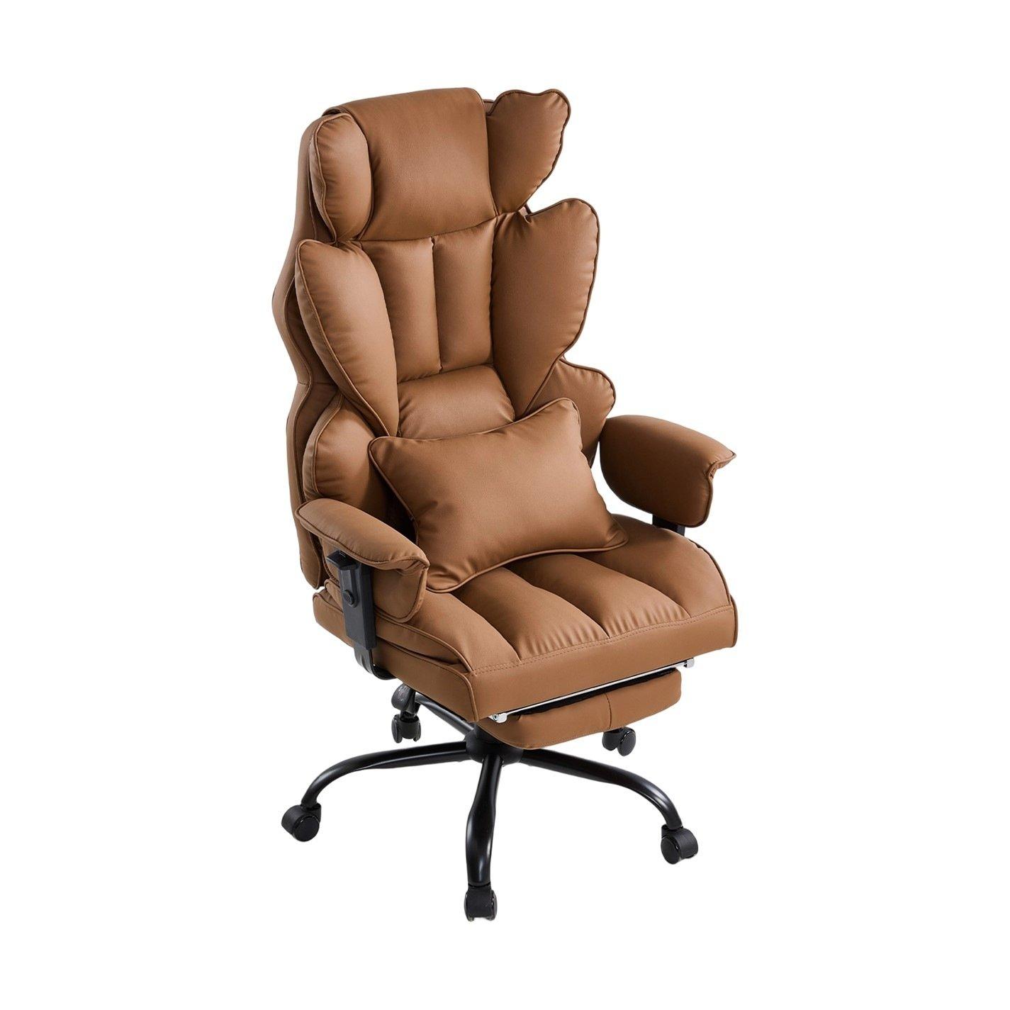 Brown - Kabinet UK - High Back Office Chair with Footrest - 4
