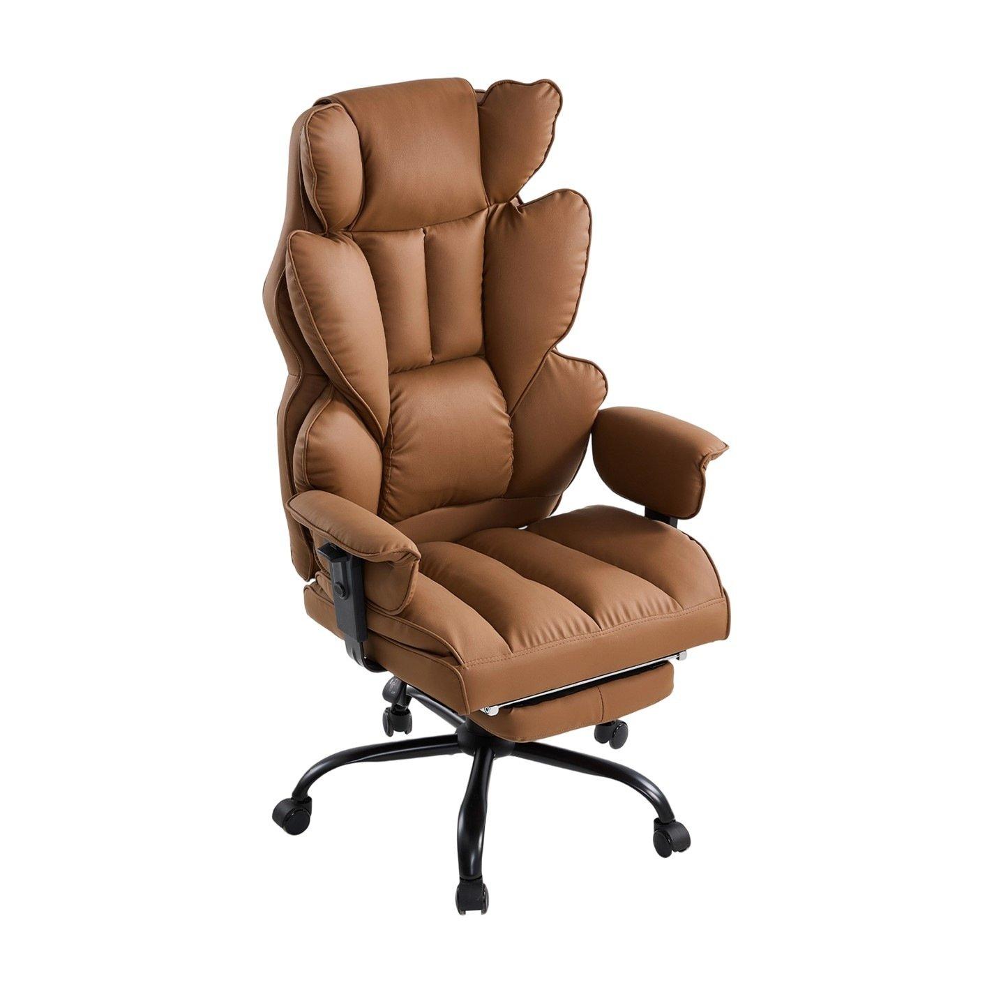 Brown - Kabinet UK - High Back Office Chair with Footrest - 5