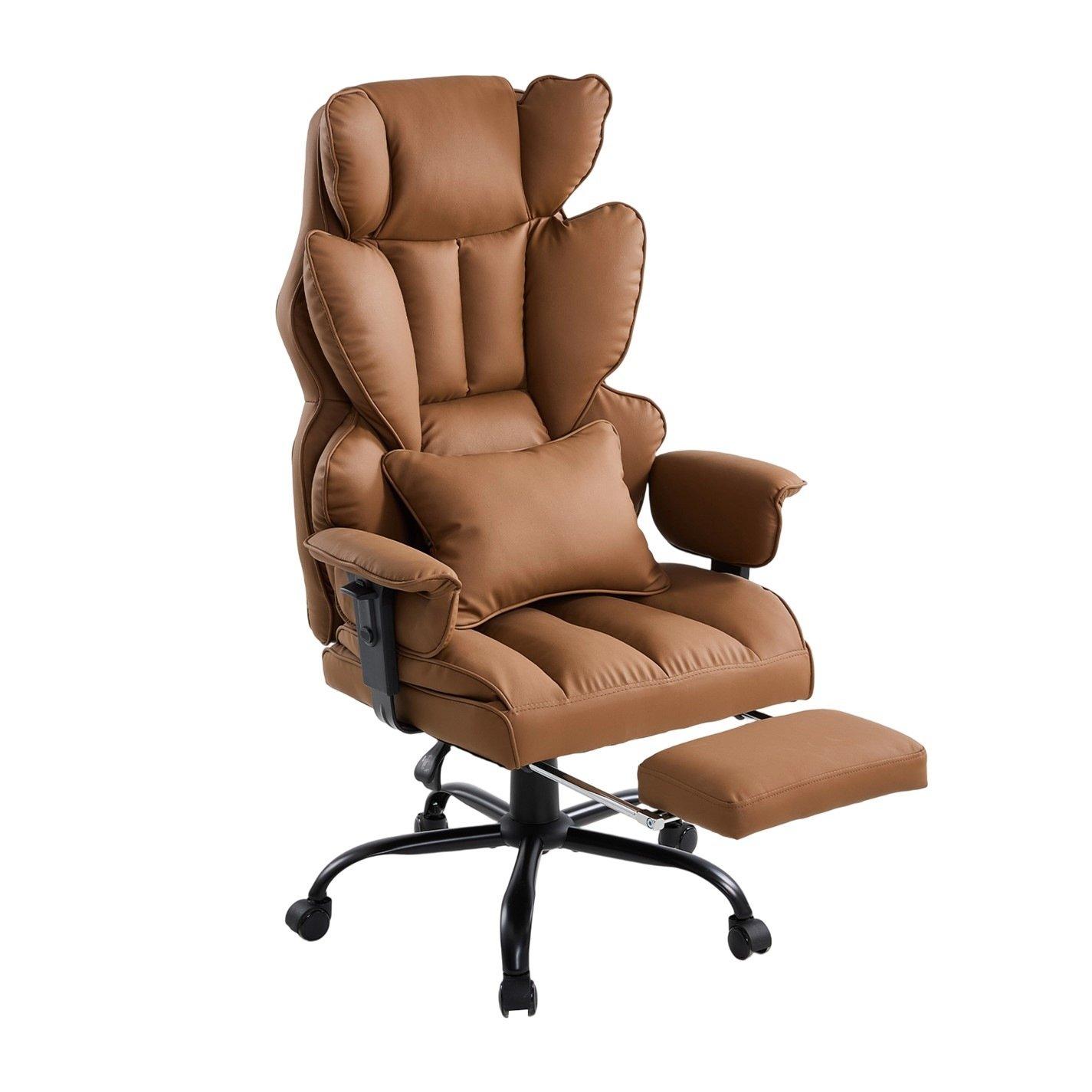 Brown - Kabinet UK - High Back Office Chair with Footrest - 6