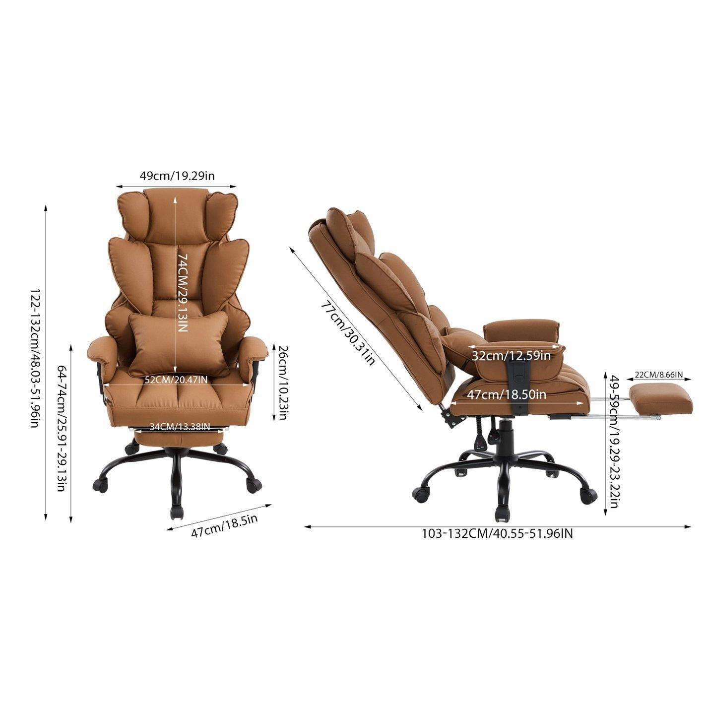 Brown - Kabinet UK - High Back Office Chair with Footrest - 9