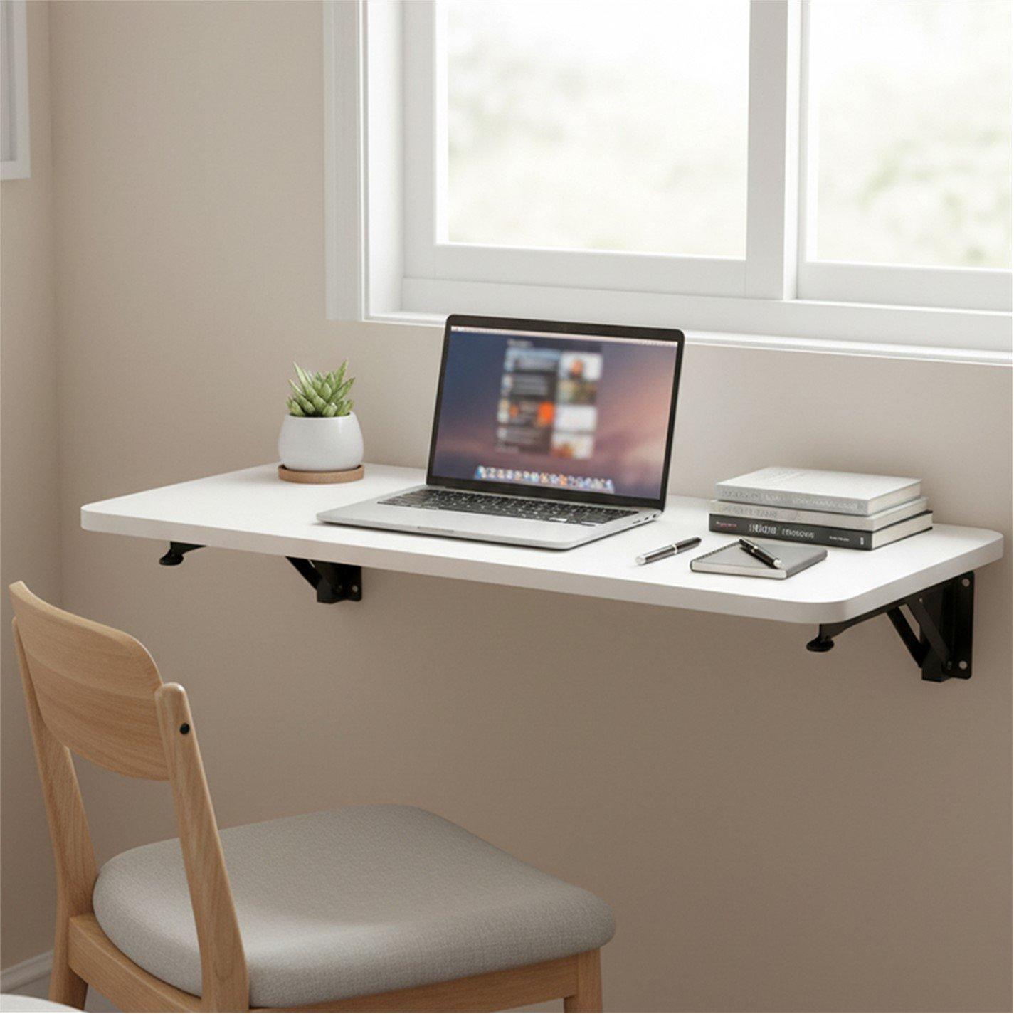 Wall-mounted Folding Table with Iron Brackets