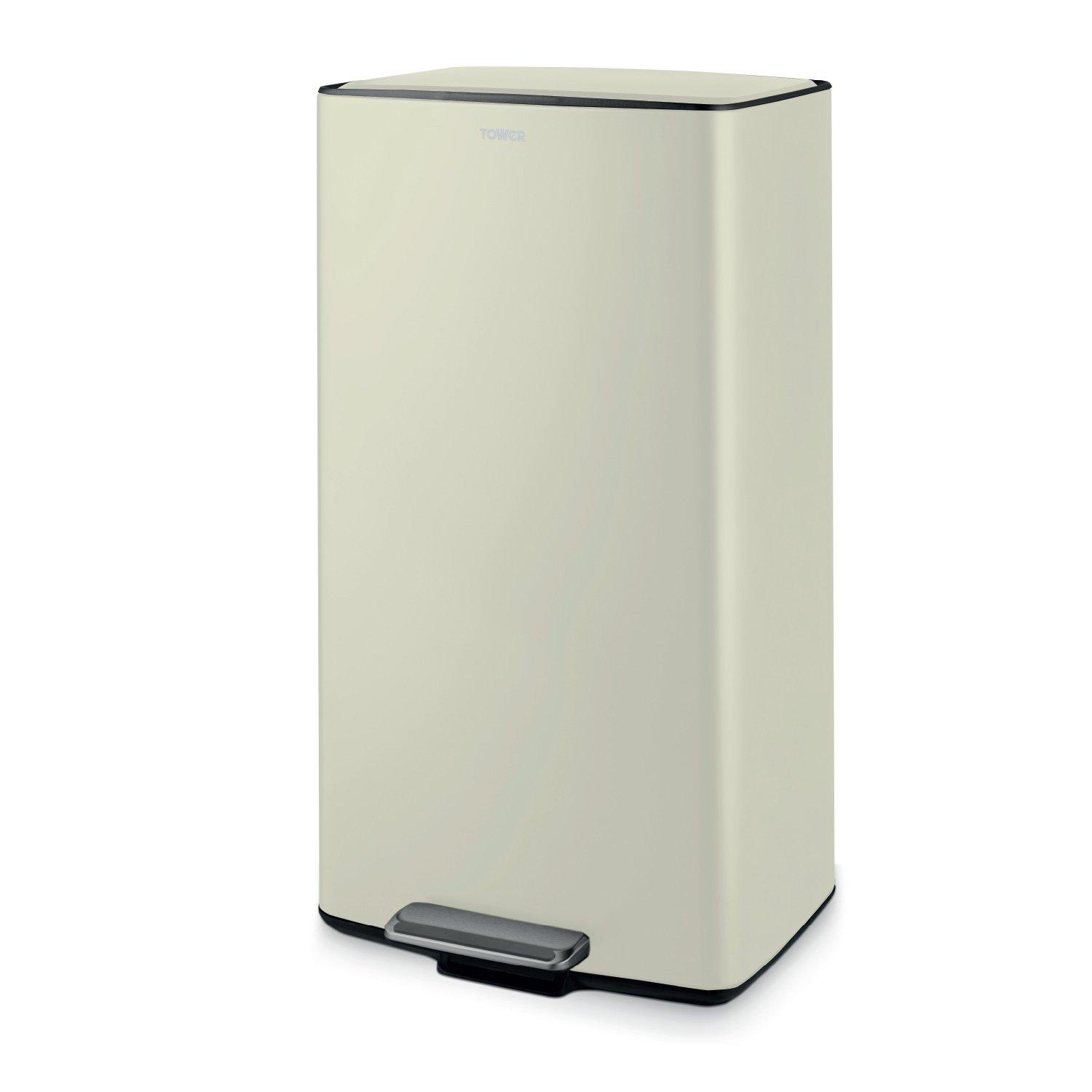 Tower  40L Rectangular Pedal Bin - Cream - Medium
