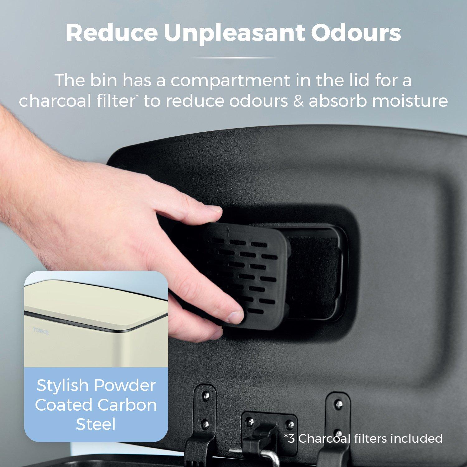 Cream - Tower - 40L Rectangular Pedal Bin - 5