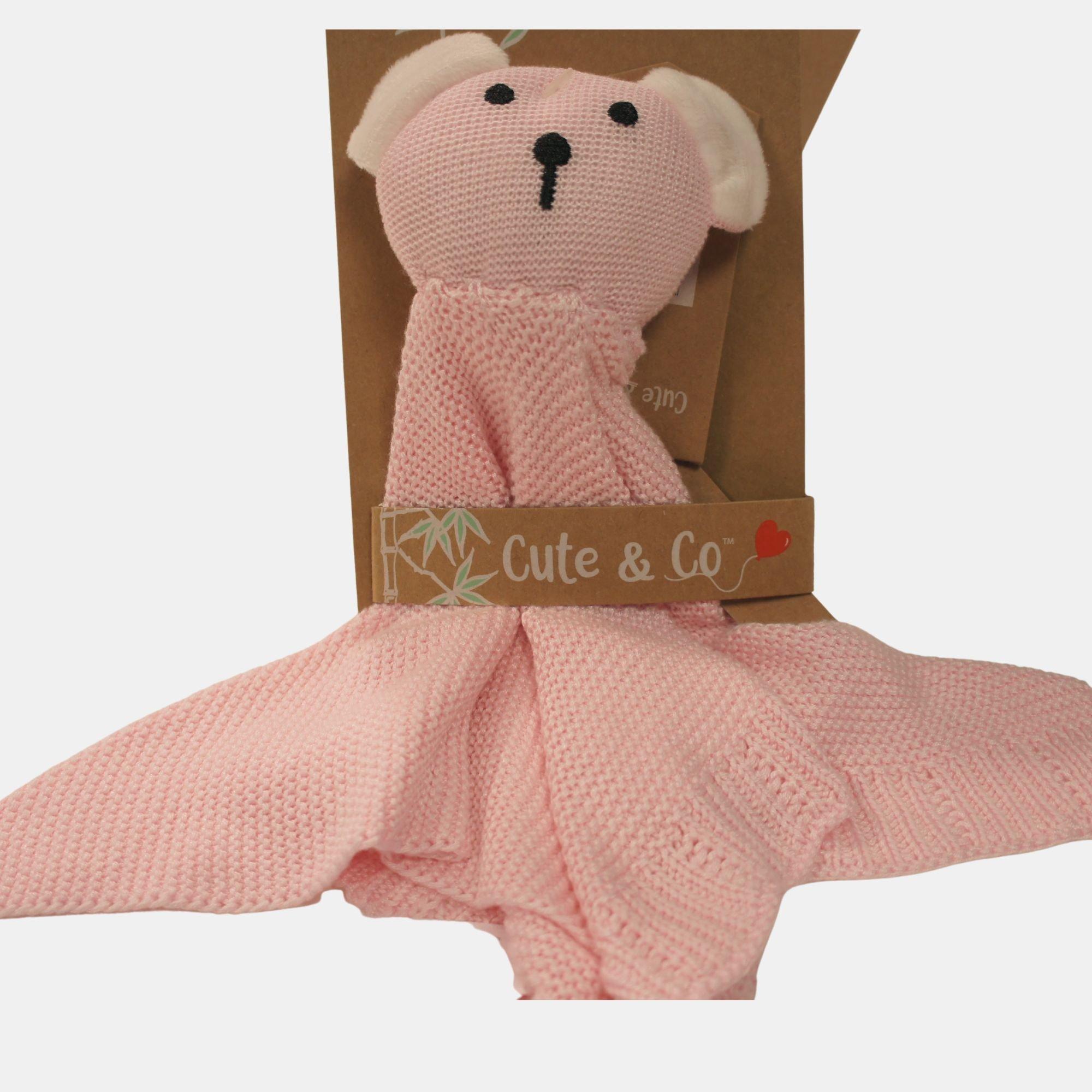 Roze - Cute and Co - & Co Baby Knitted Bamboo Comforter - Teddy - 3