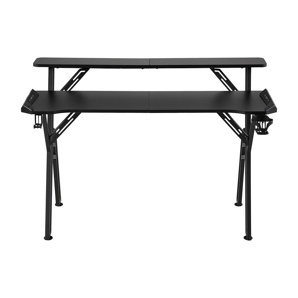 Black - Kabinet UK - Gaming Desk with LED Lights and Monitor Stand - 5