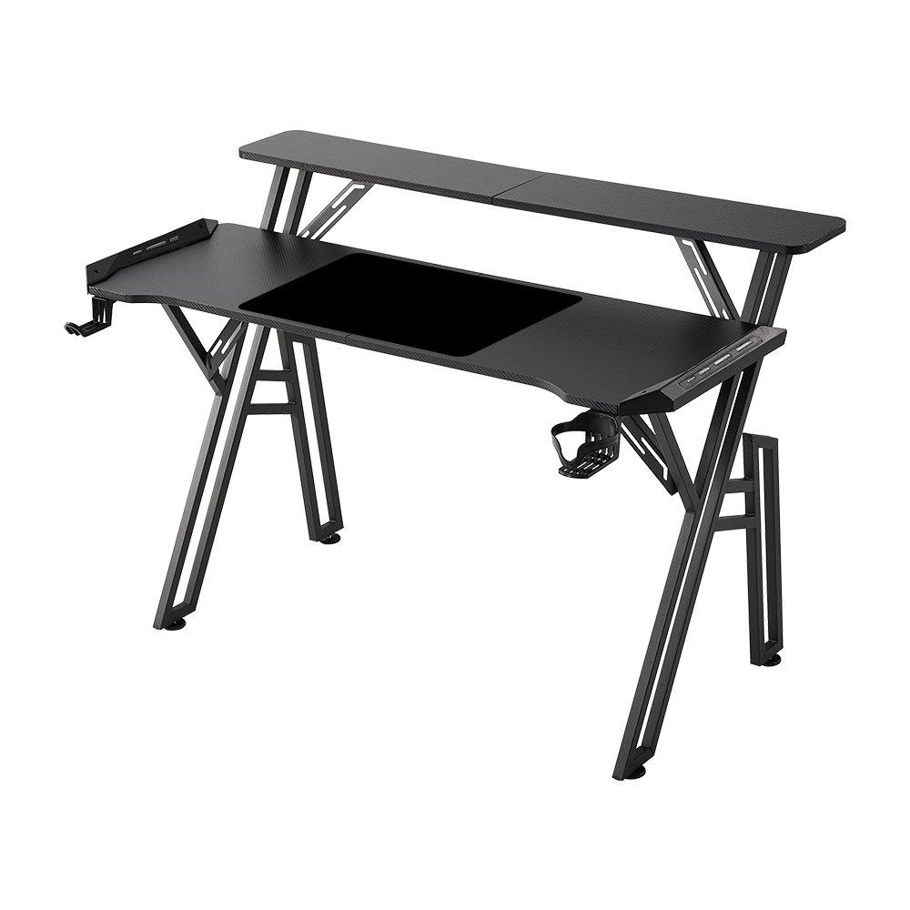 Black - Kabinet UK - Gaming Desk with LED Lights and Monitor Stand - 6