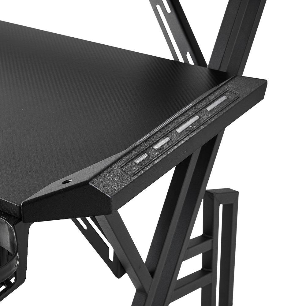 Black - Kabinet UK - Gaming Desk with LED Lights and Monitor Stand - 8