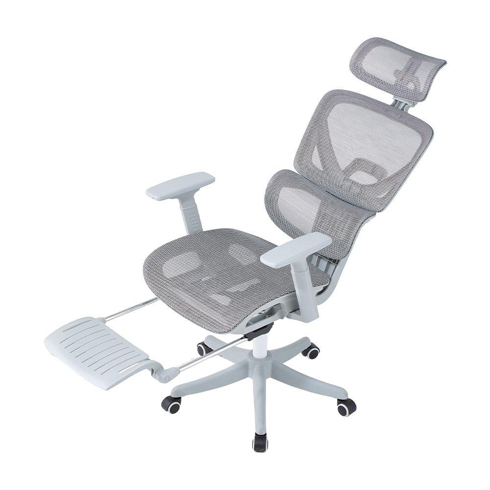 Grey - Kabinet UK - Swivel Office Chair with Footrest - 1