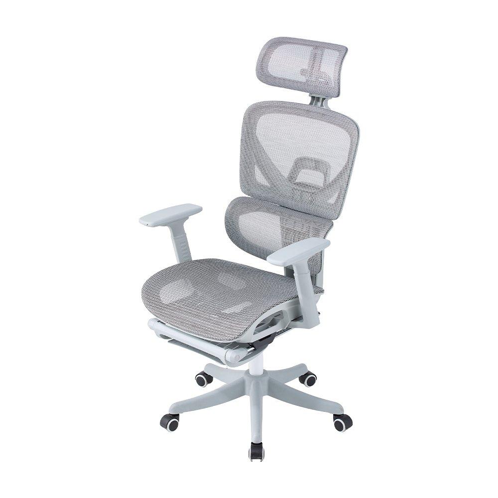 Grey - Kabinet UK - Swivel Office Chair with Footrest - 2