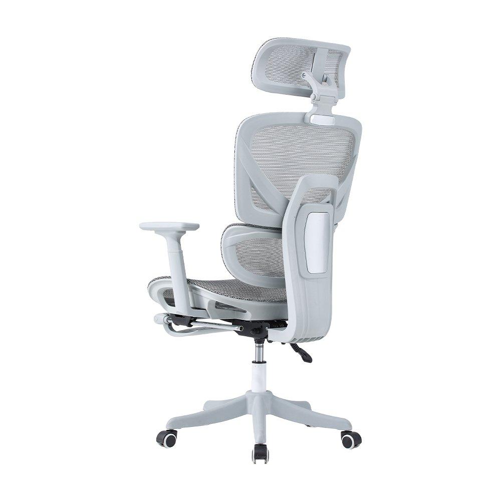 Grey - Kabinet UK - Swivel Office Chair with Footrest - 4