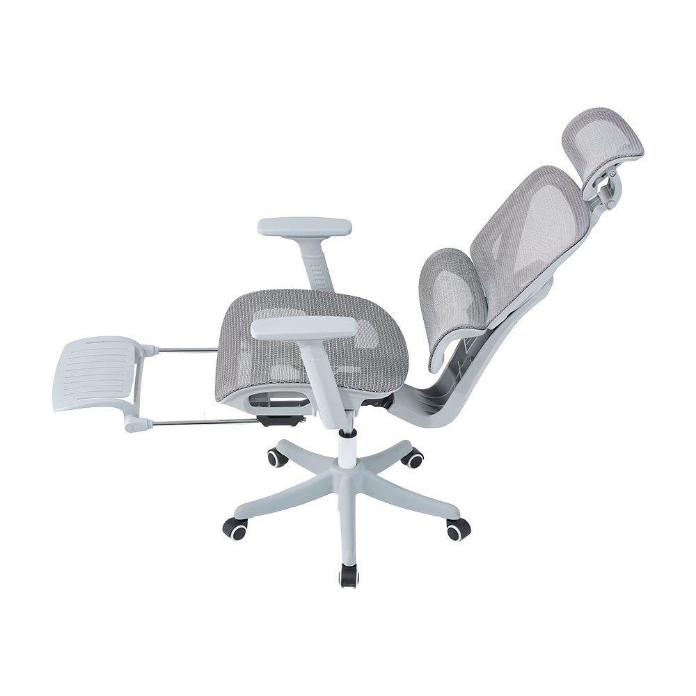 Grey - Kabinet UK - Swivel Office Chair with Footrest - 6