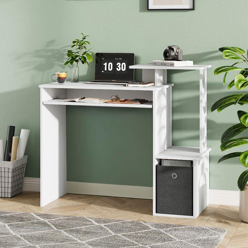 White - Kabinet UK - White Computer Desk with Storage - 2