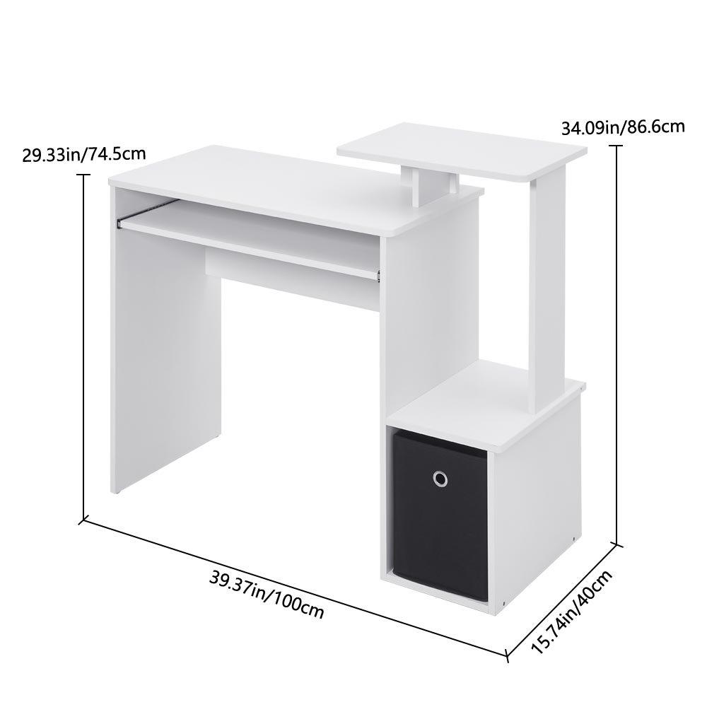 White - Kabinet UK - White Computer Desk with Storage - 10