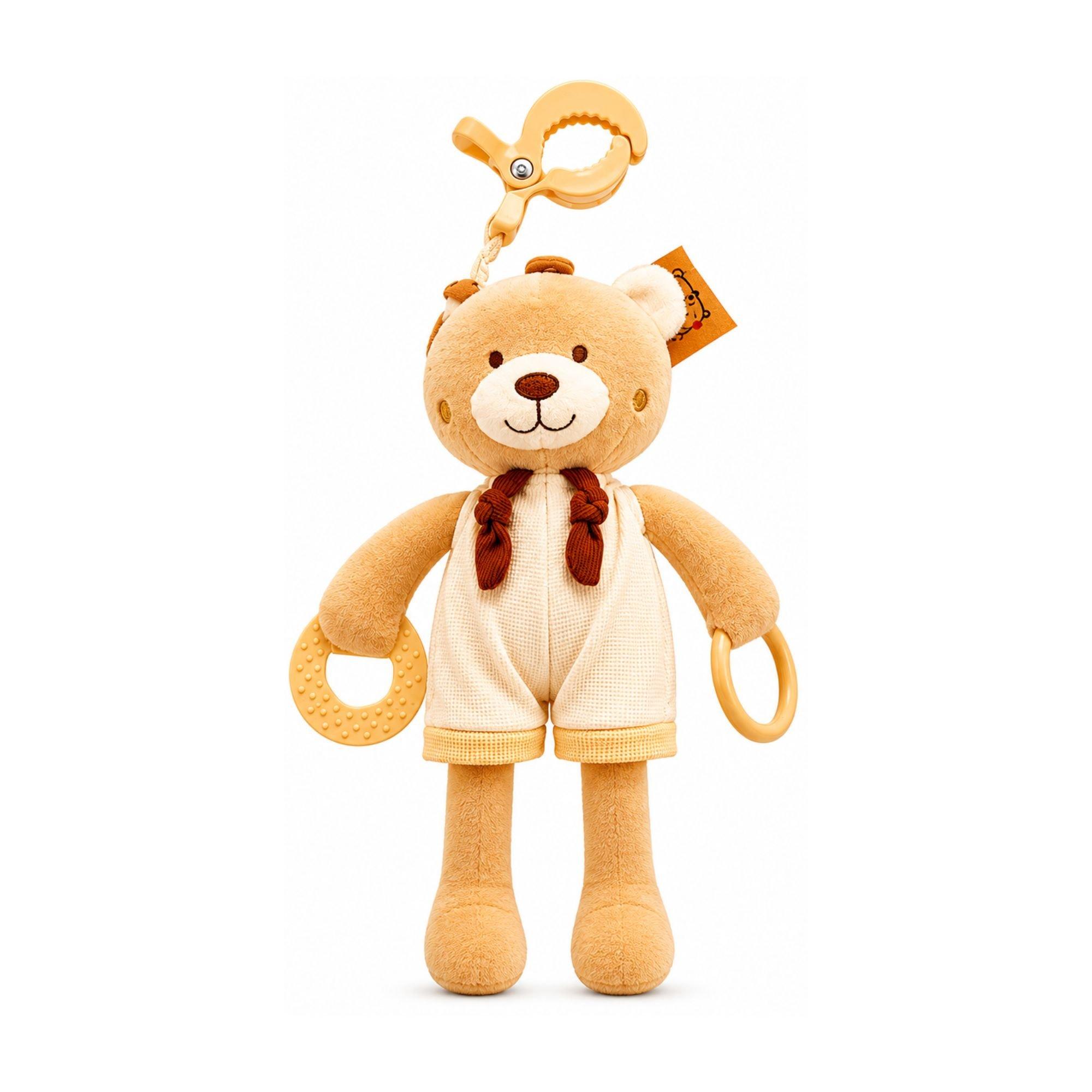 Taupe - Cute and Co - Cute & Co Activity Bear with Large Clip Teether and Ring - 1